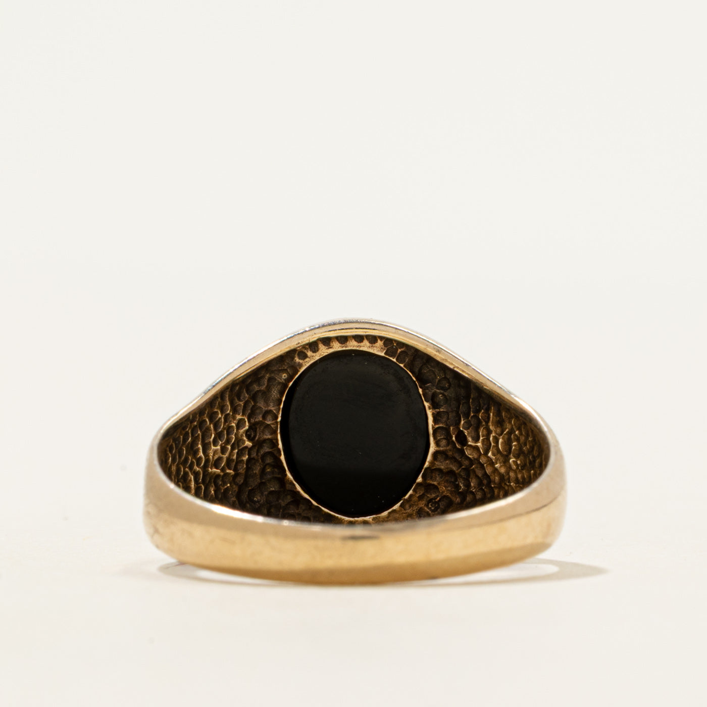 Flush Set Onyx & Diamond Signet Ring | 1.26ct, 0.006ctw | SZ 8.25