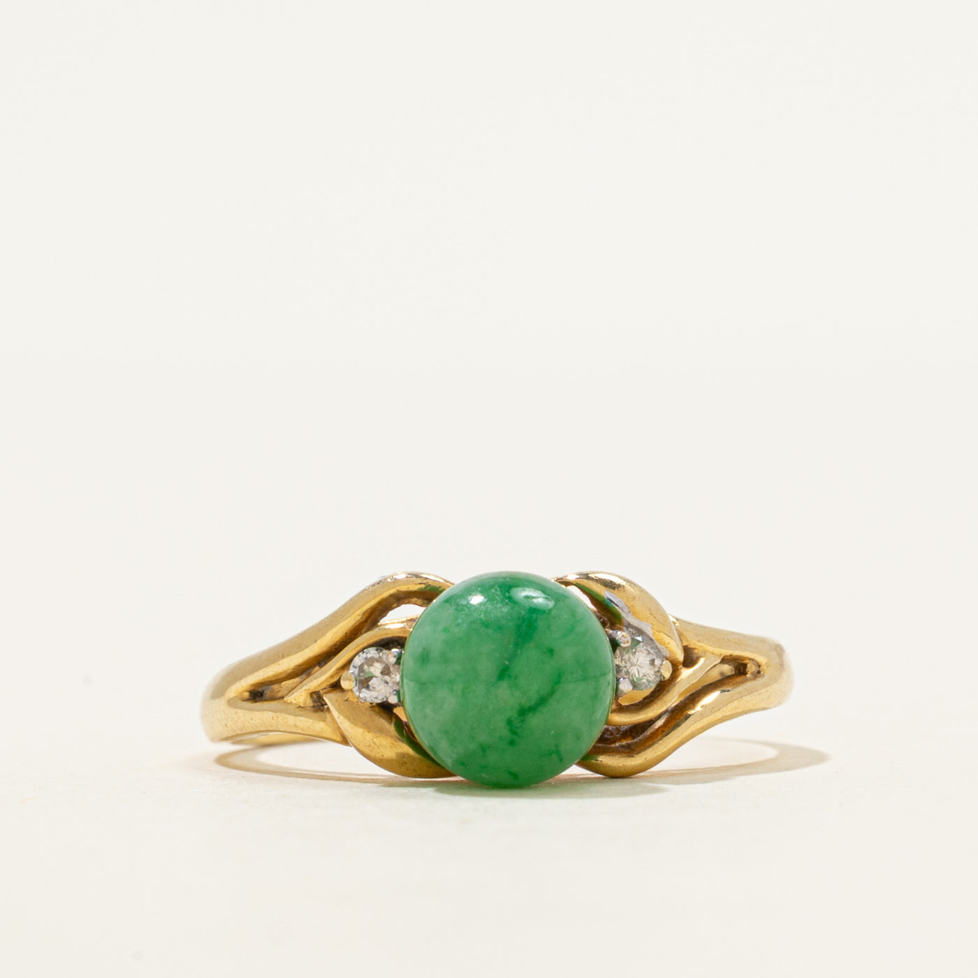Jadeite & Diamond Tapered Ring | 2.30ct, 0.04ctw | SZ 7.25
