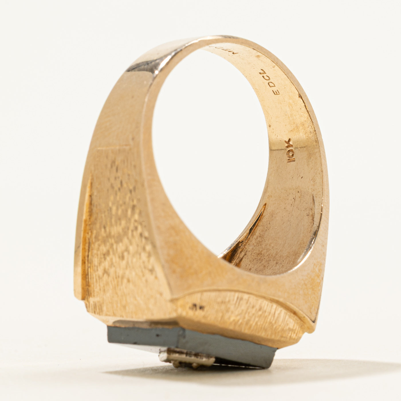 Hematite & Diamond Textured Signet Ring | 4.90ct, 0.02ct | SZ 10