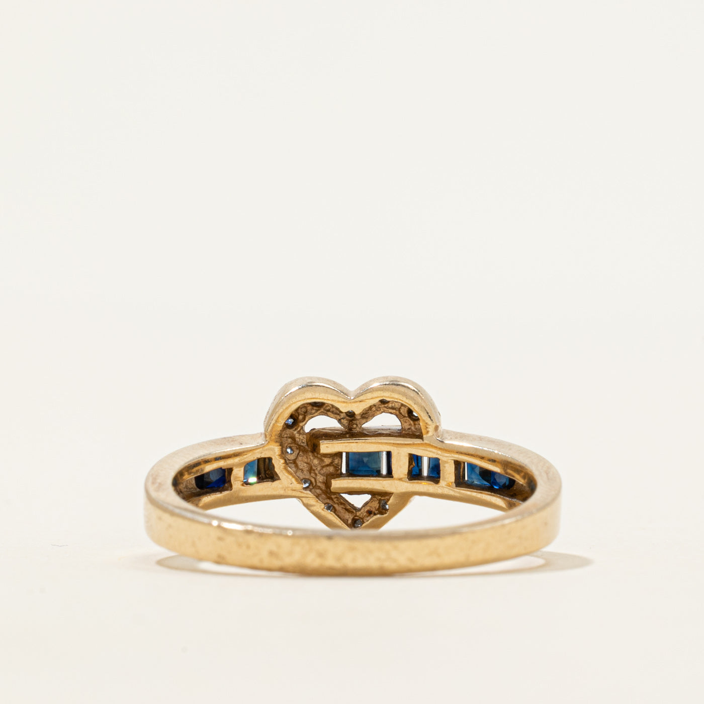Semi Eternity Sapphire & Diamond Heart Ring | 0.48ctw, 0.01ctw | SZ 9.25