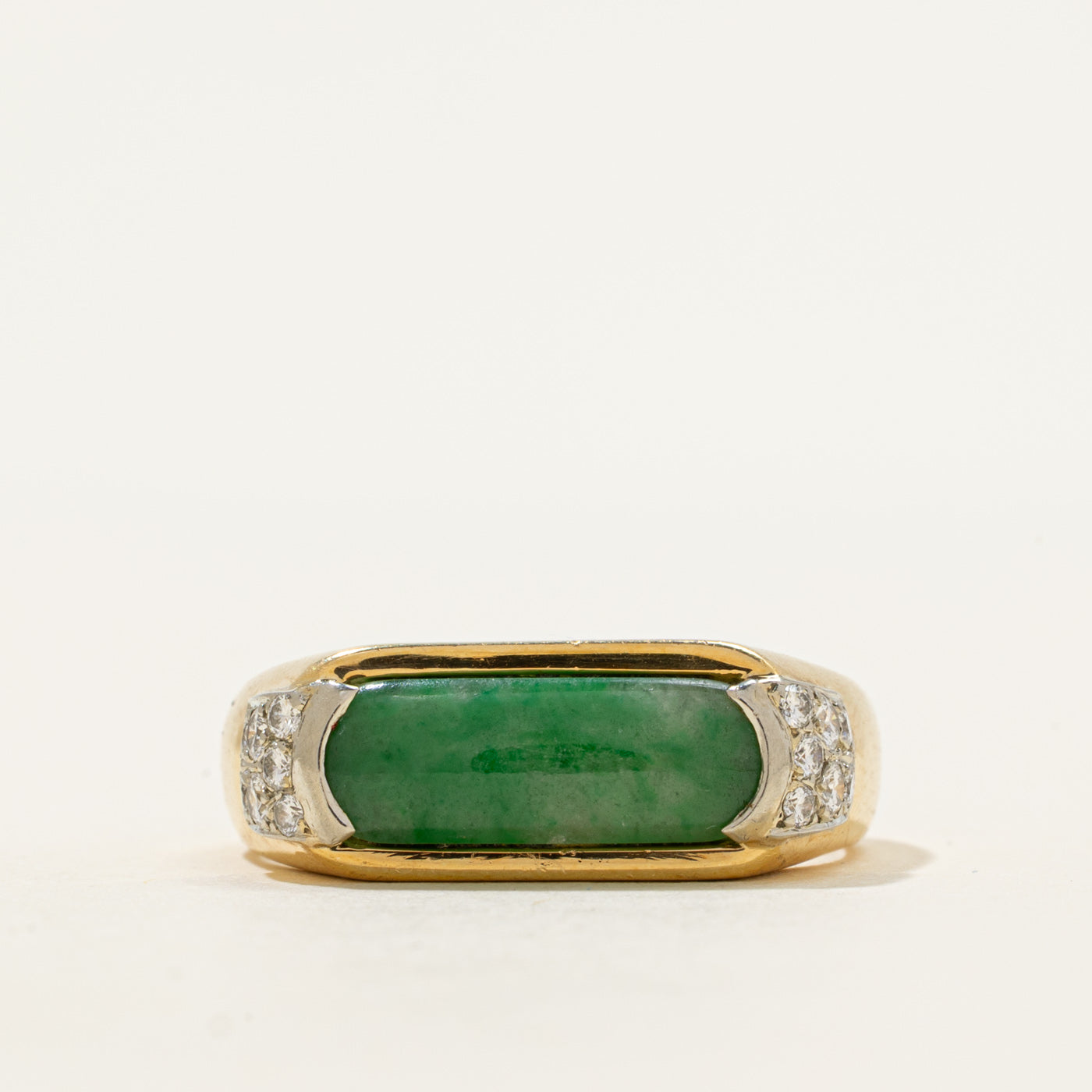 18k East West Jadeite & Diamond Ring | 2.24ct, 0.36ctw | SZ 11.5
