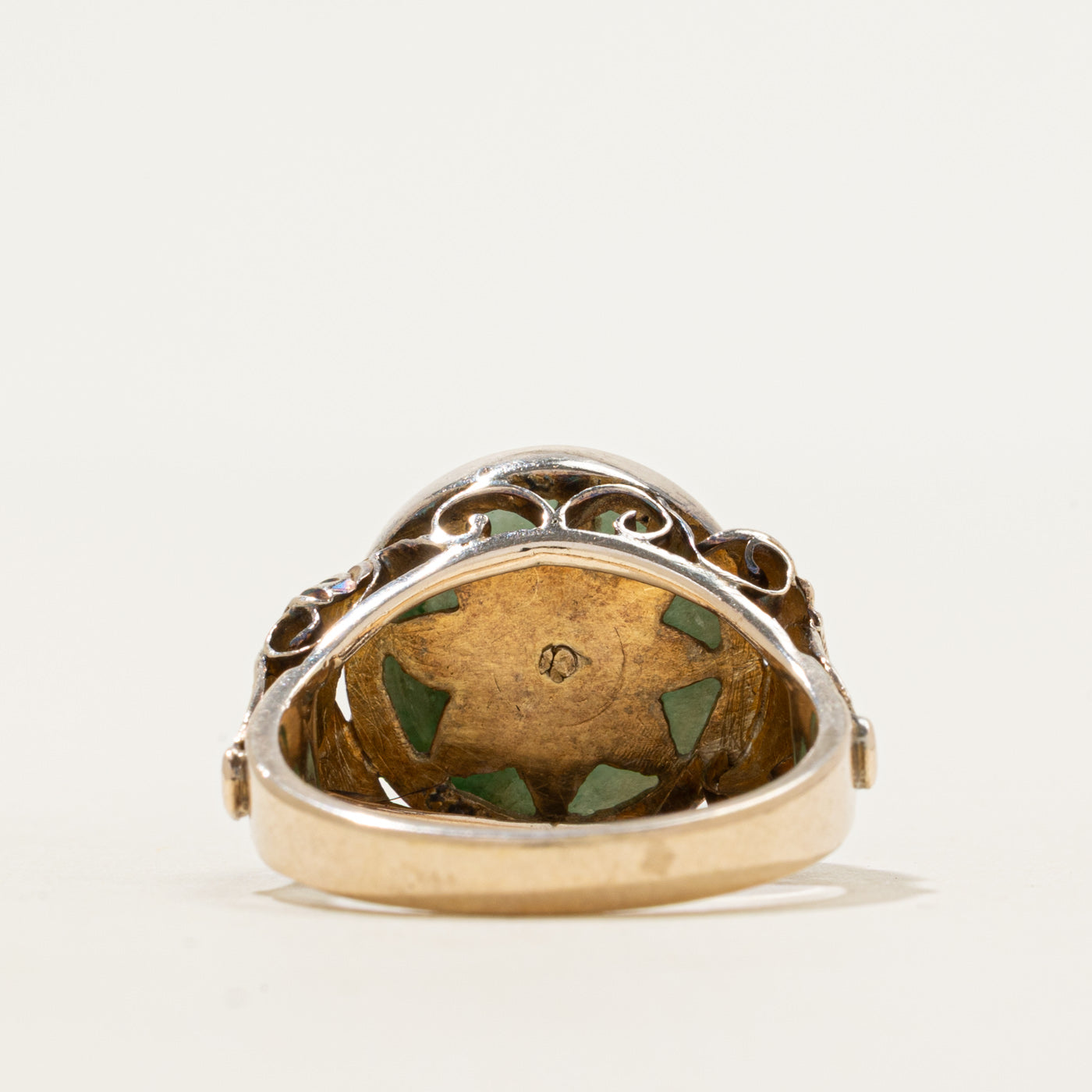 Donut Jadeite & Diamond Engraved Ring | 4.00ct, 0.04ct | SZ 7
