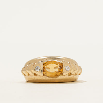 East West Citrine & Diamond Triangle Dome Ring | 0.86ct, 0.04ctw | SZ 5.25