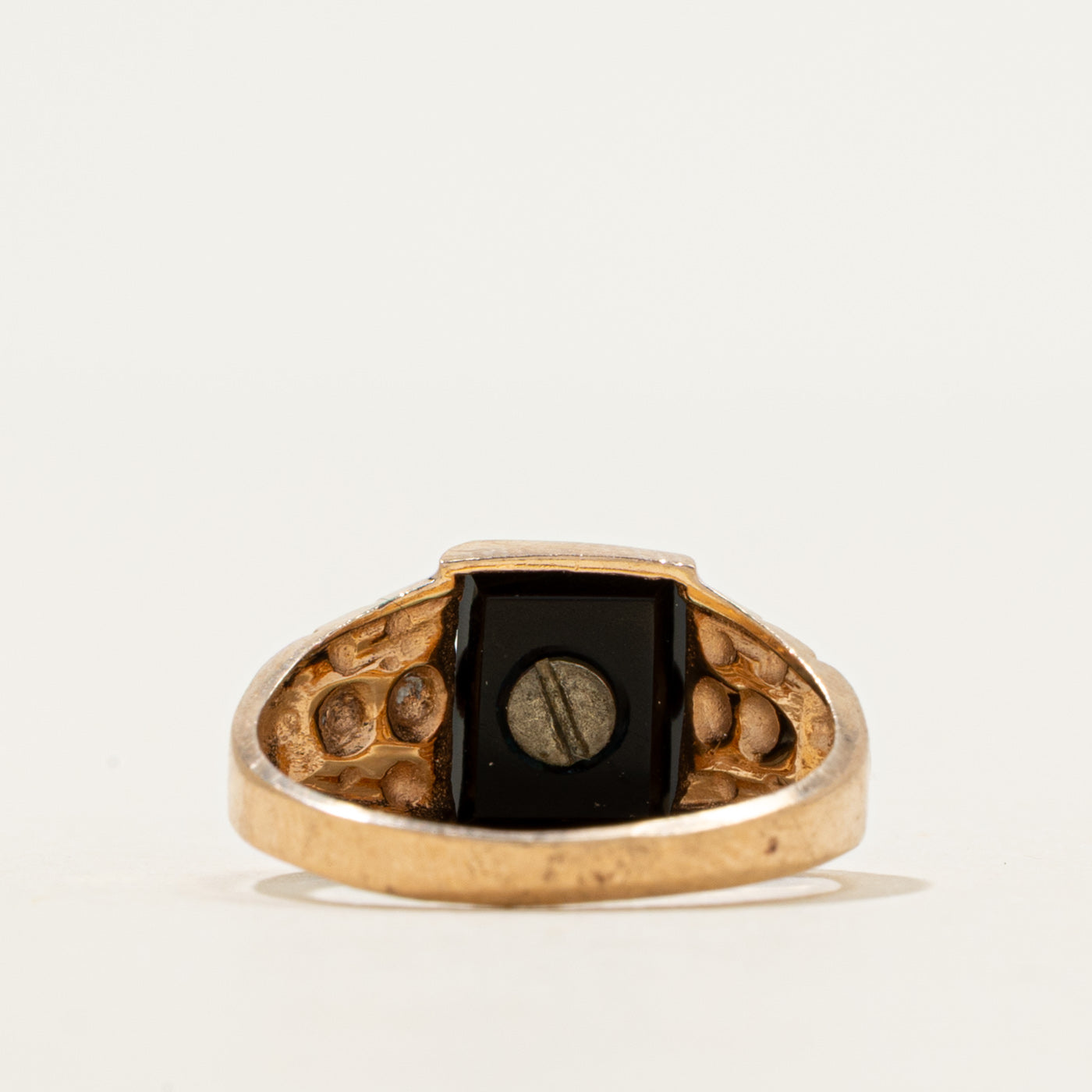 Onyx "A" Initial Textured Ring | 0.78ct | SZ 4
