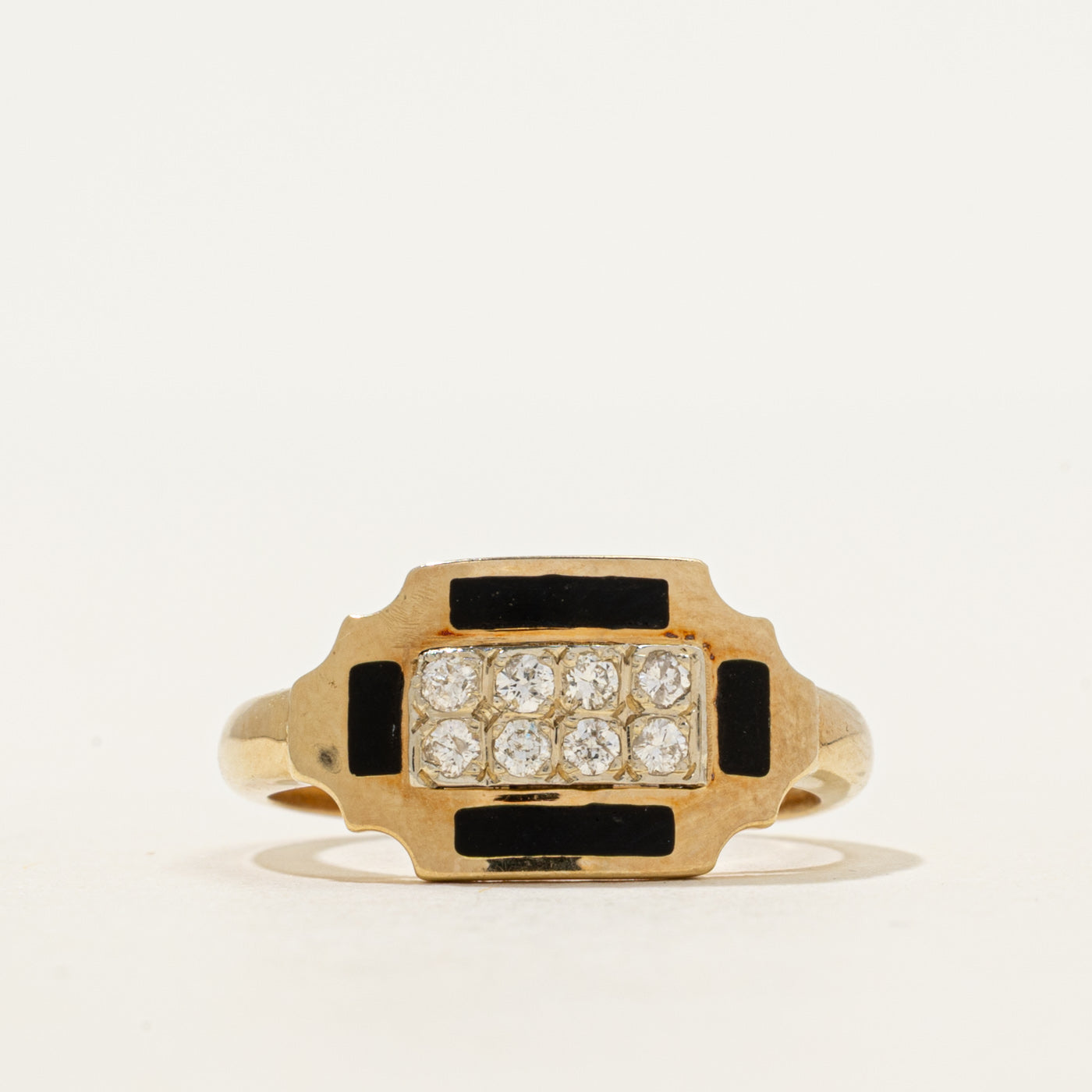 Diamond Grid Enamel Ring | 0.16ctw | SZ 6.5