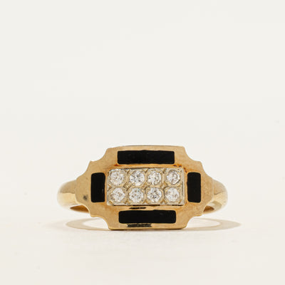 Diamond Grid Enamel Ring | 0.16ctw | SZ 6.5