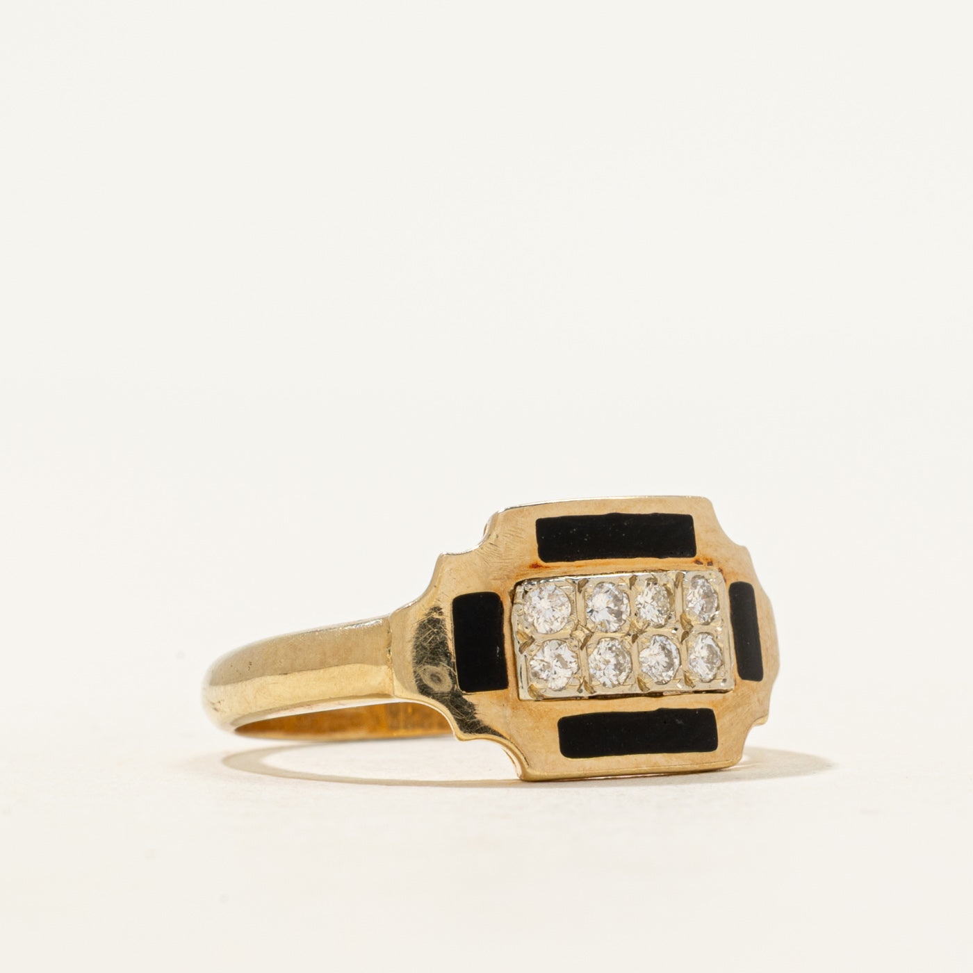 Diamond Grid Enamel Ring | 0.16ctw | SZ 6.5