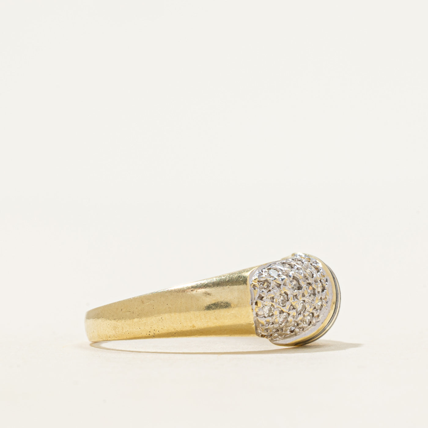 Pave Set Diamond Diagonal Enamel Dome Ring | 0.18ctw | SZ 7.5