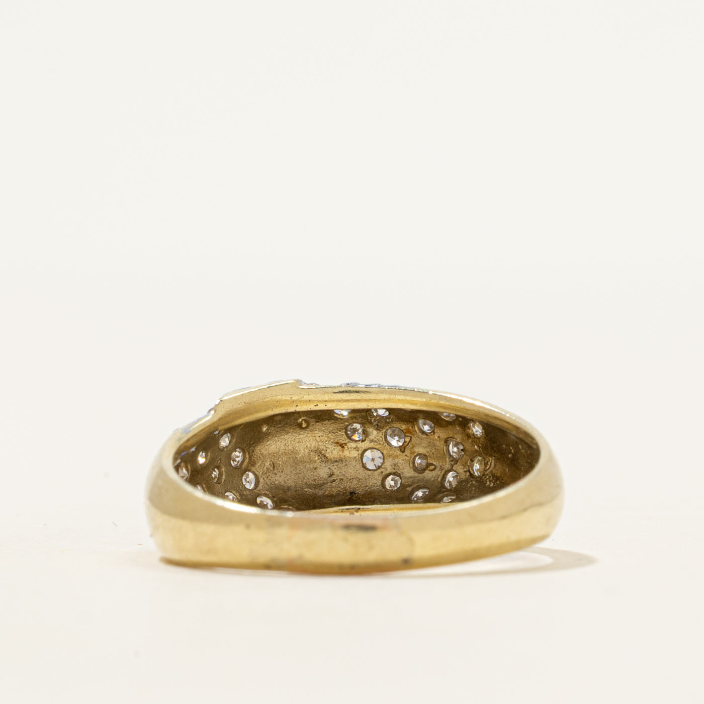 Pave Set Diamond Diagonal Enamel Dome Ring | 0.18ctw | SZ 7.5