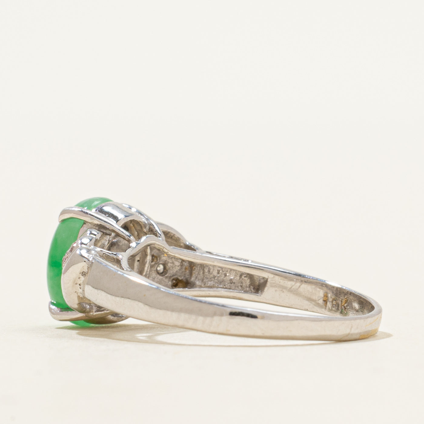 Cabochon Jadeite & Diamond Ring | 1.58ct, 0.03ctw | SZ 5