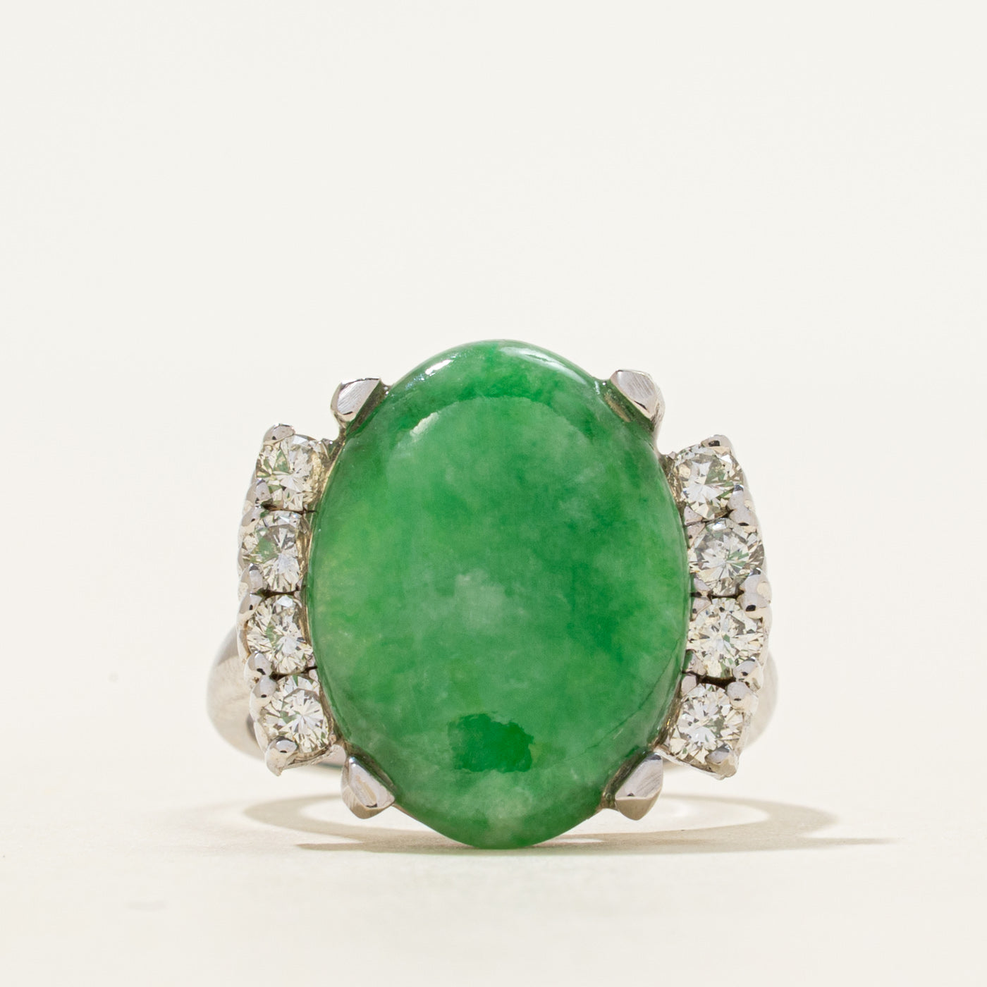 Cabochon Jadeite & Diamond Cocktail Ring | 4.58ct, 0.40ctw | SZ 5