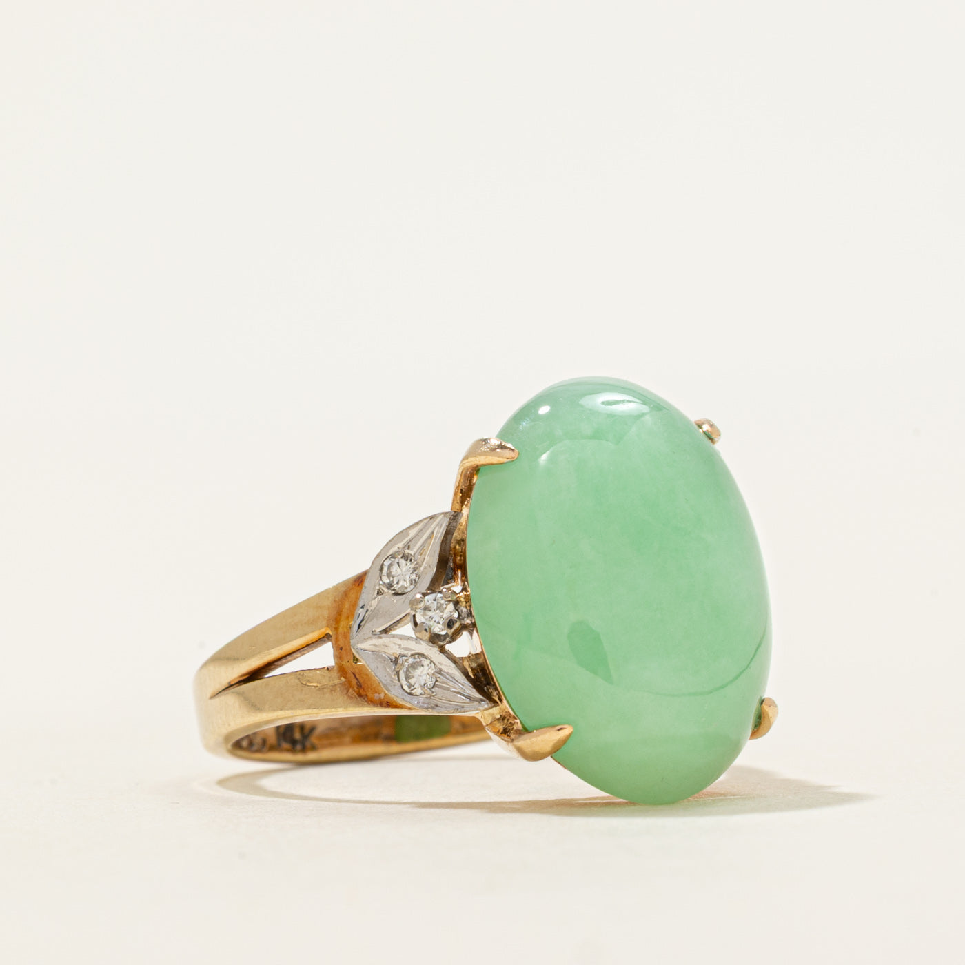 Jadeite & Diamond Cocktail Ring | 9.10ct, 0.06ctw | SZ 7
