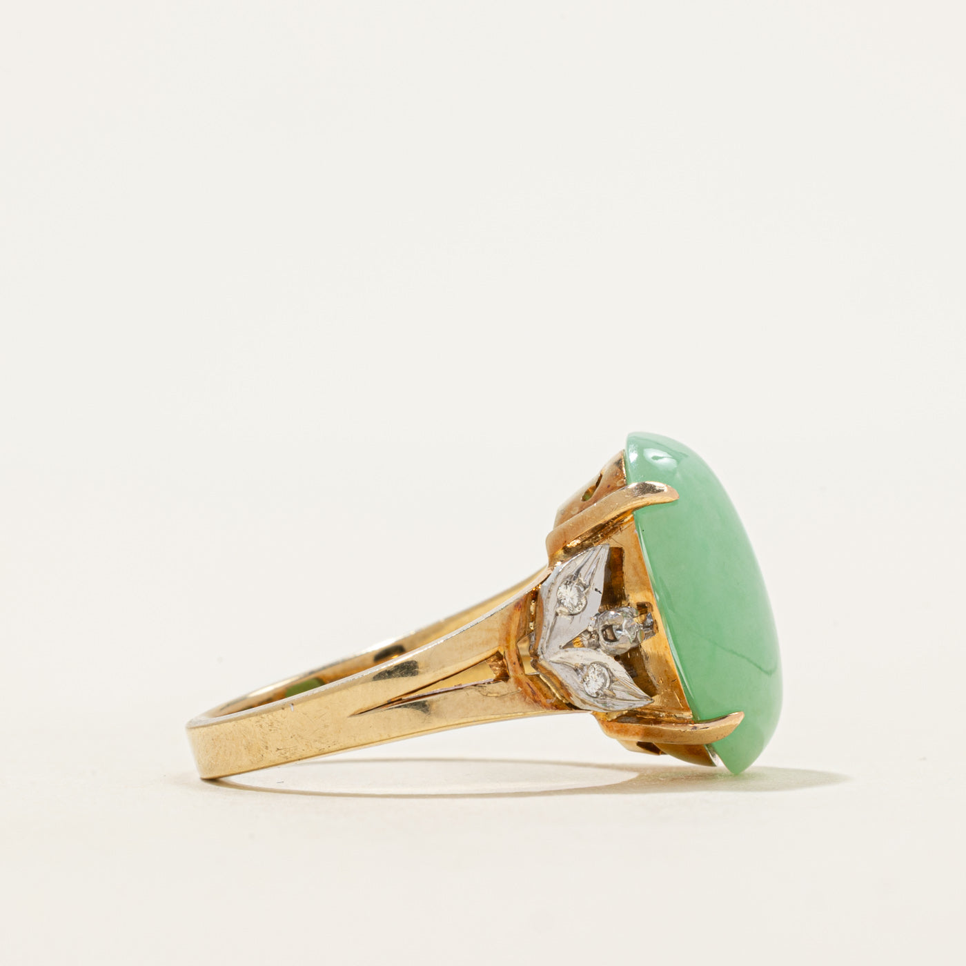 Jadeite & Diamond Cocktail Ring | 9.10ct, 0.06ctw | SZ 7