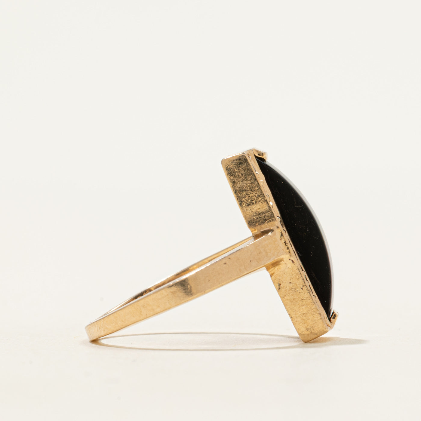 Cabochon Onyx & Diamond Column Ring | 1.30ct, 0.07ctw | SZ 6