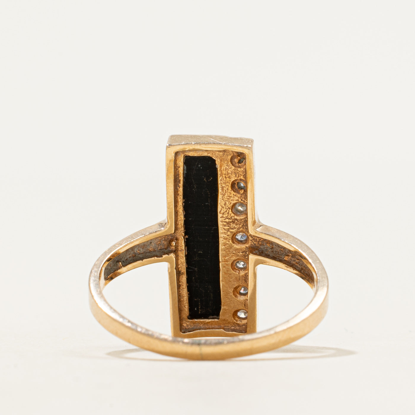 Cabochon Onyx & Diamond Column Ring | 1.30ct, 0.07ctw | SZ 6