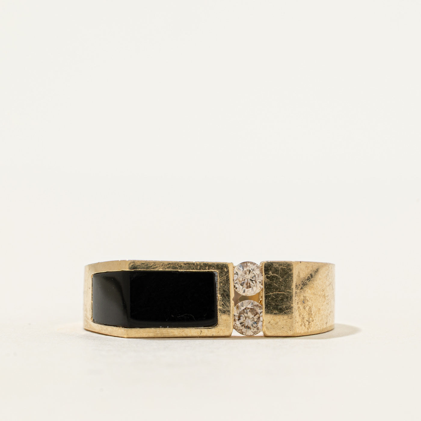 Tension Set Diamond Enamel Signet Ring | 0.24ctw | SZ 9