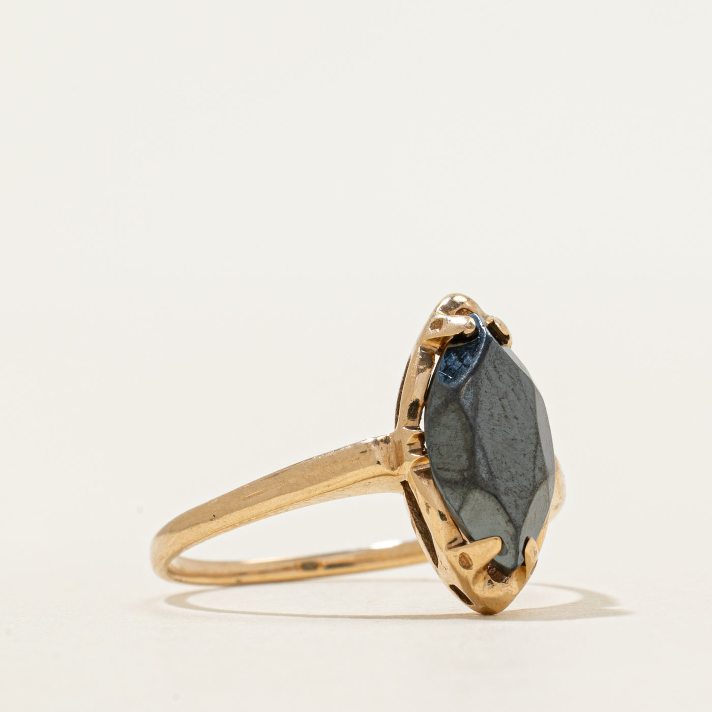 Basket Set Hematite Navette Ring | 1.60ct | SZ 6.5