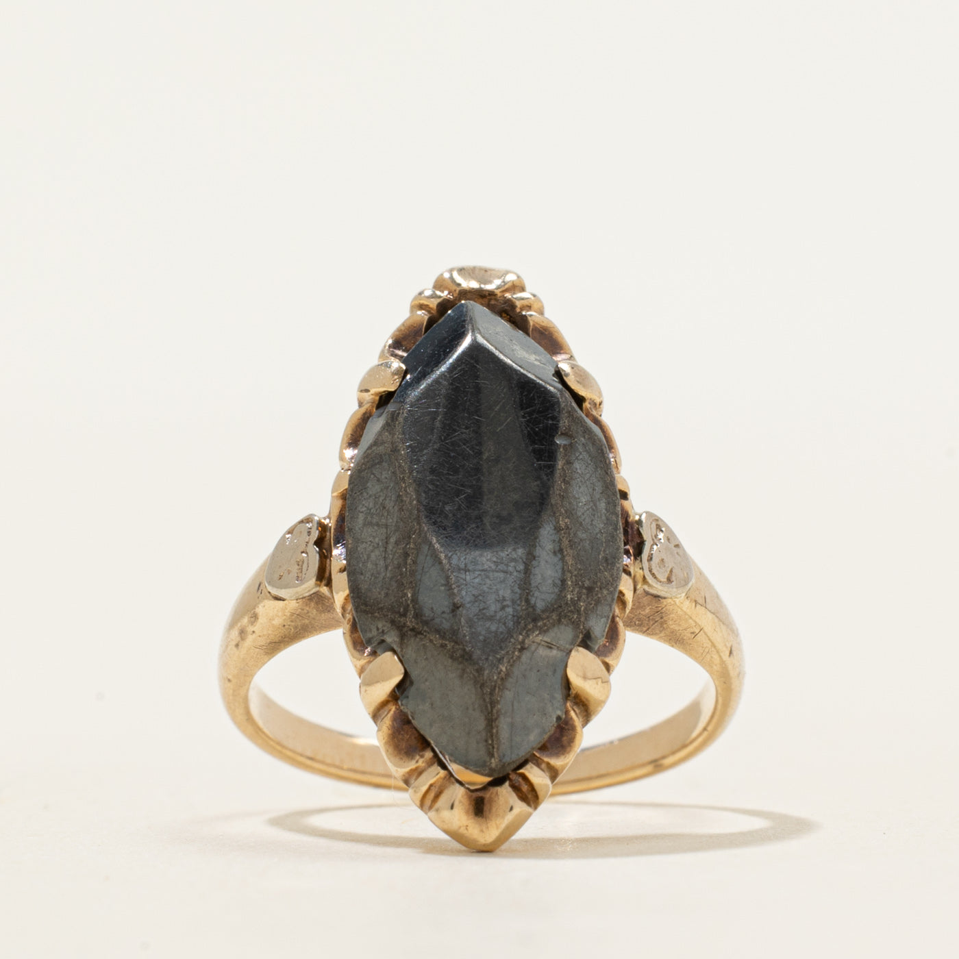 Hematite Grooved Navette Ring | 4.00ct | SZ 4