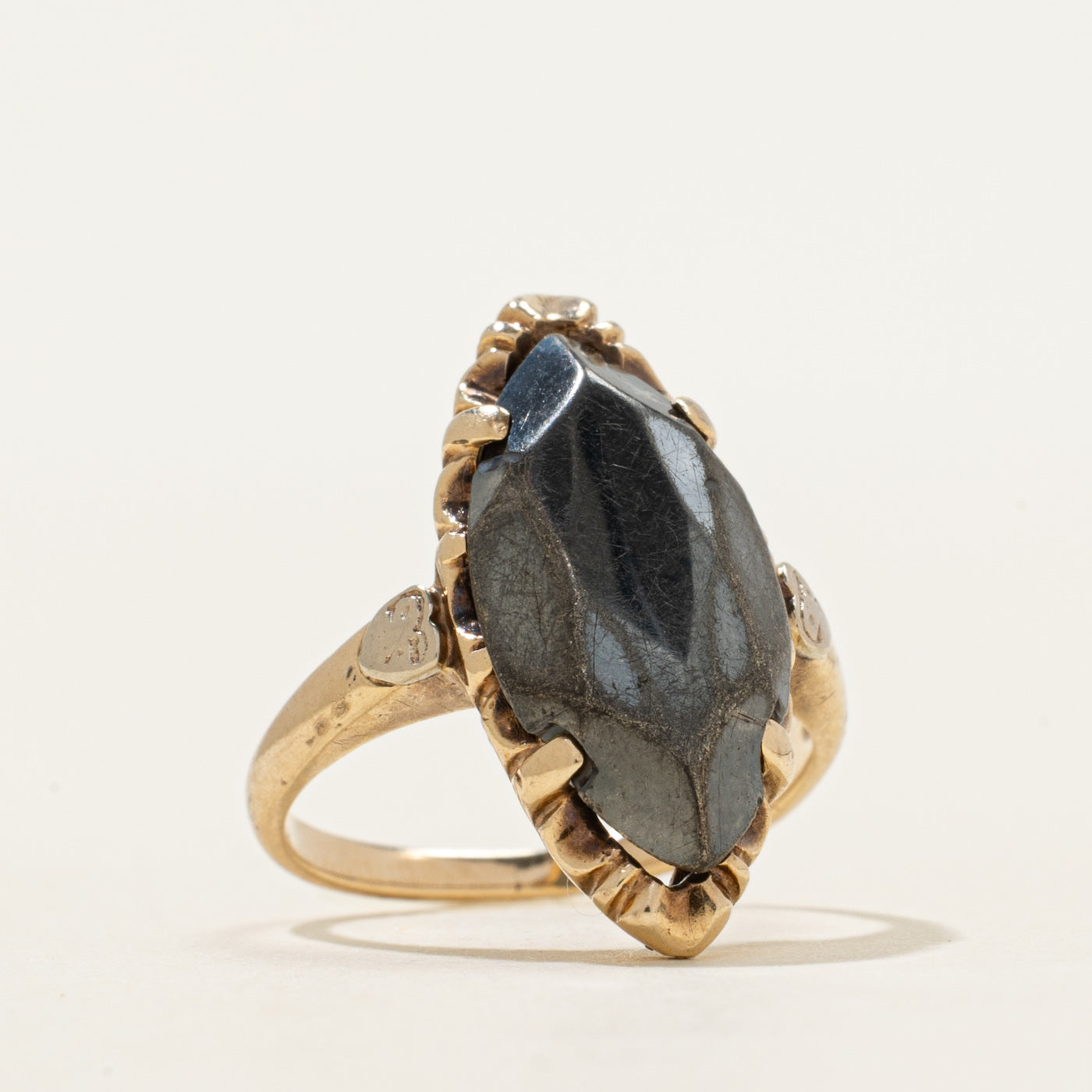 Hematite Grooved Navette Ring | 4.00ct | SZ 4