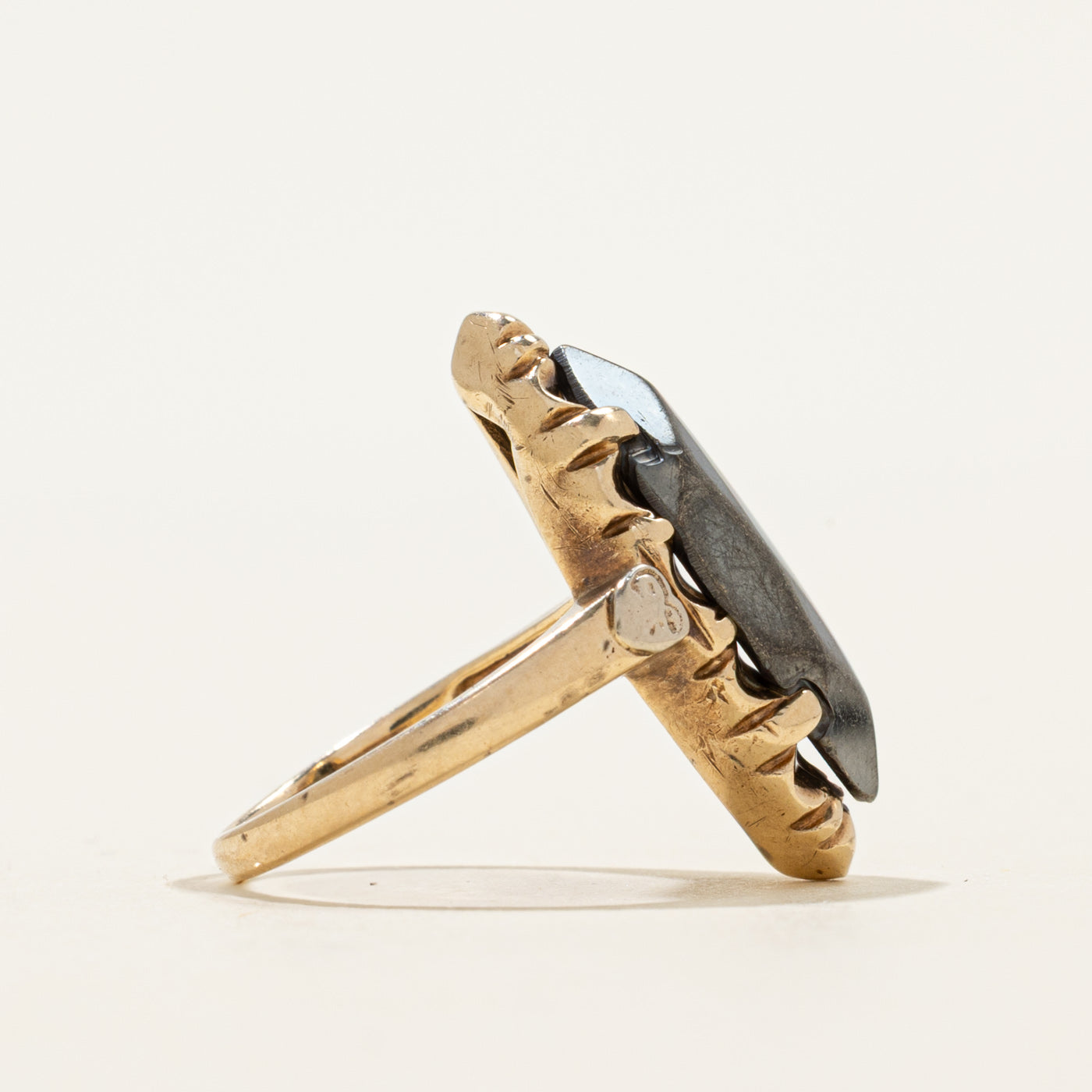Hematite Grooved Navette Ring | 4.00ct | SZ 4