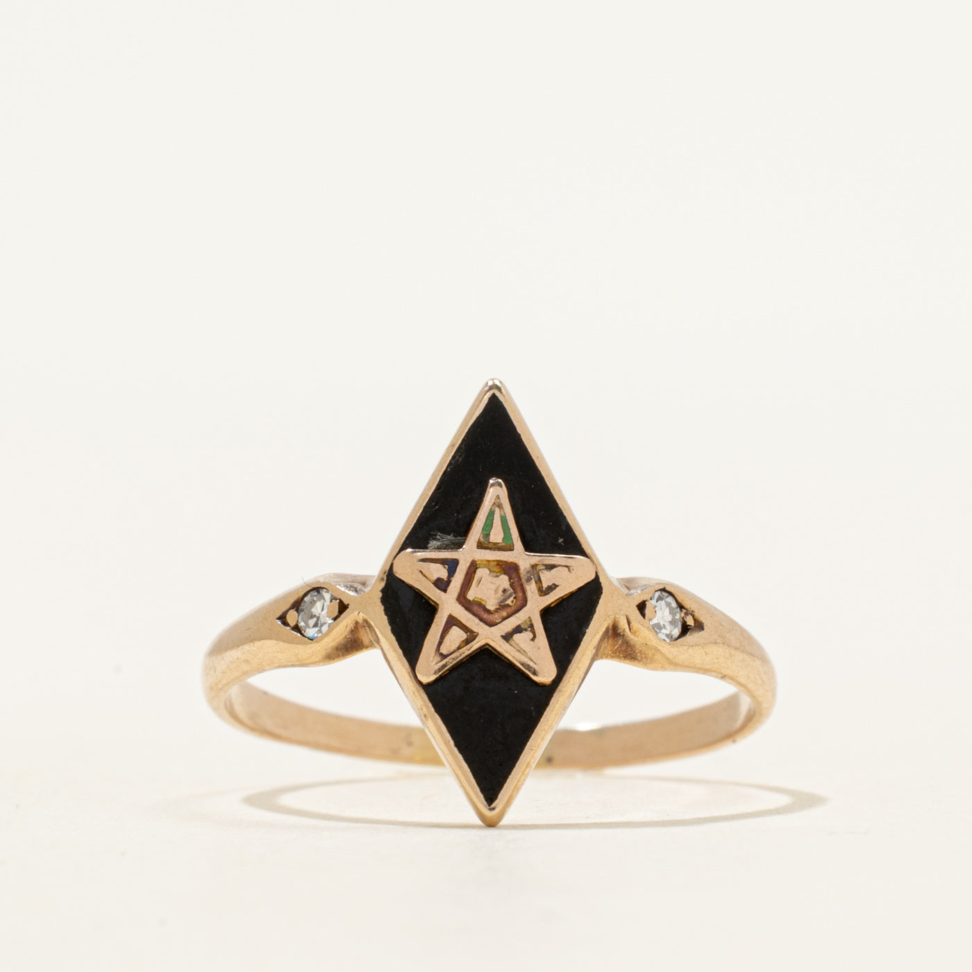 Onyx & Diamond Masonic Eastern Star Ring | 0.75ct, 0.04ctw | SZ 7