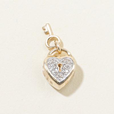 Pave Set Diamond Lock & Key Heart Charm | 0.22ctw