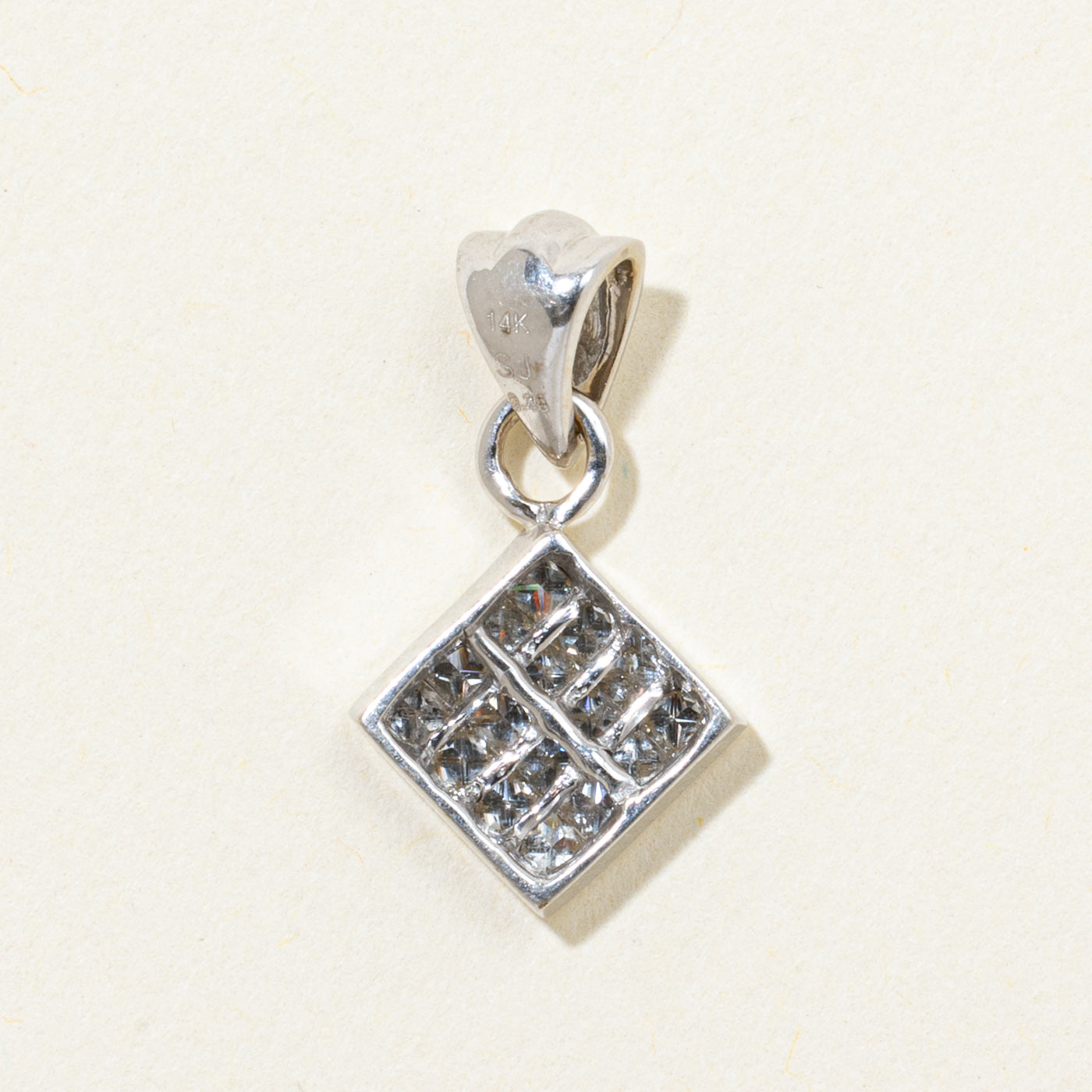 Diamond Grid Square Pendant | 0.48ctw