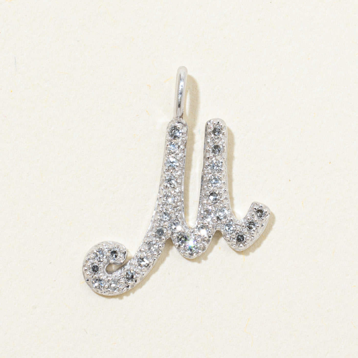 Pave Set Diamond "M" Initial Pendant | 0.15ctw