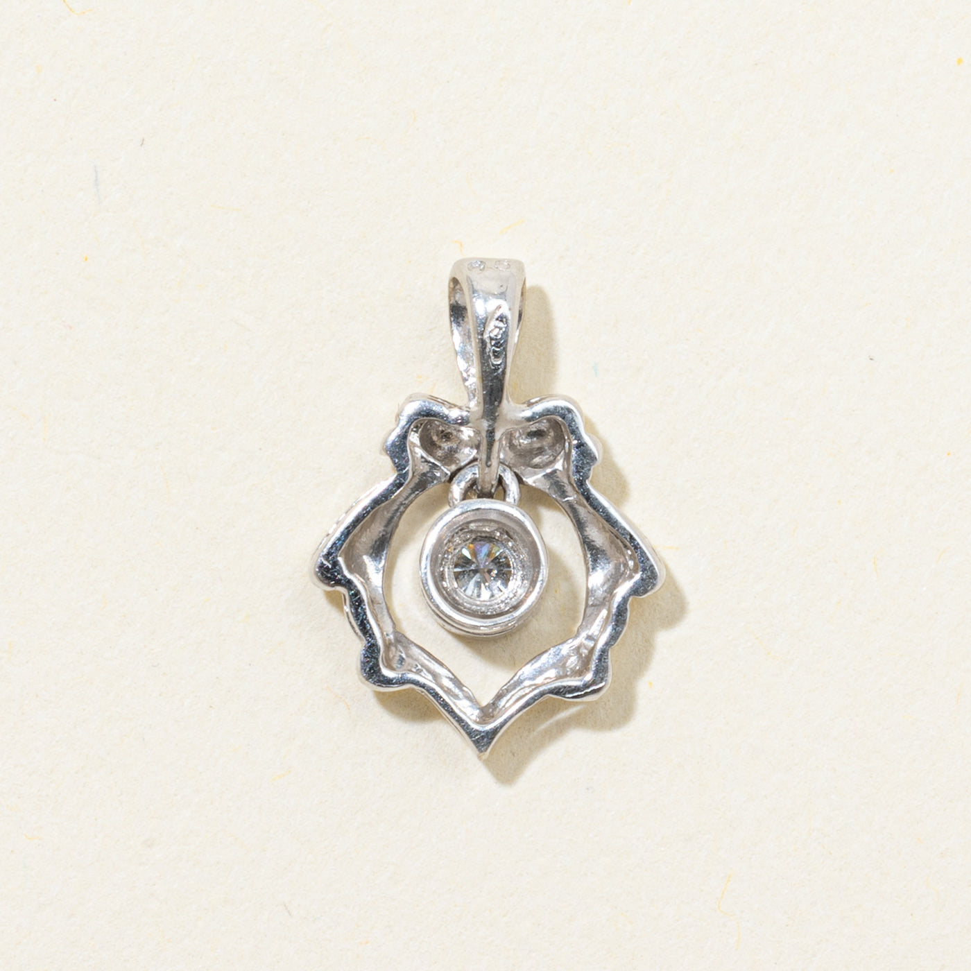 18k Bezel Set Diamond Ornate Pendant | 0.05ct