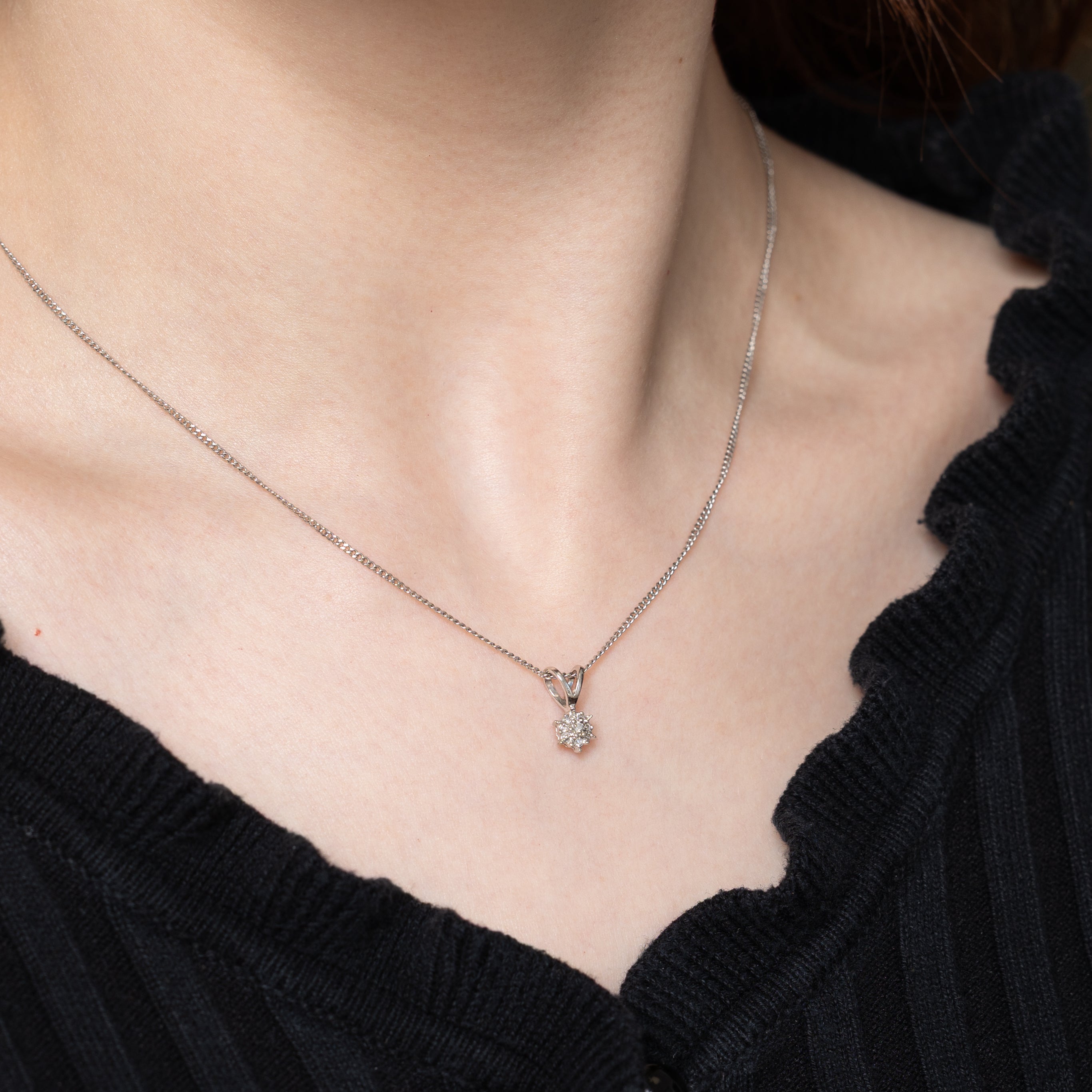 Diamond Cluster Petal Pendant | 0.02ctw