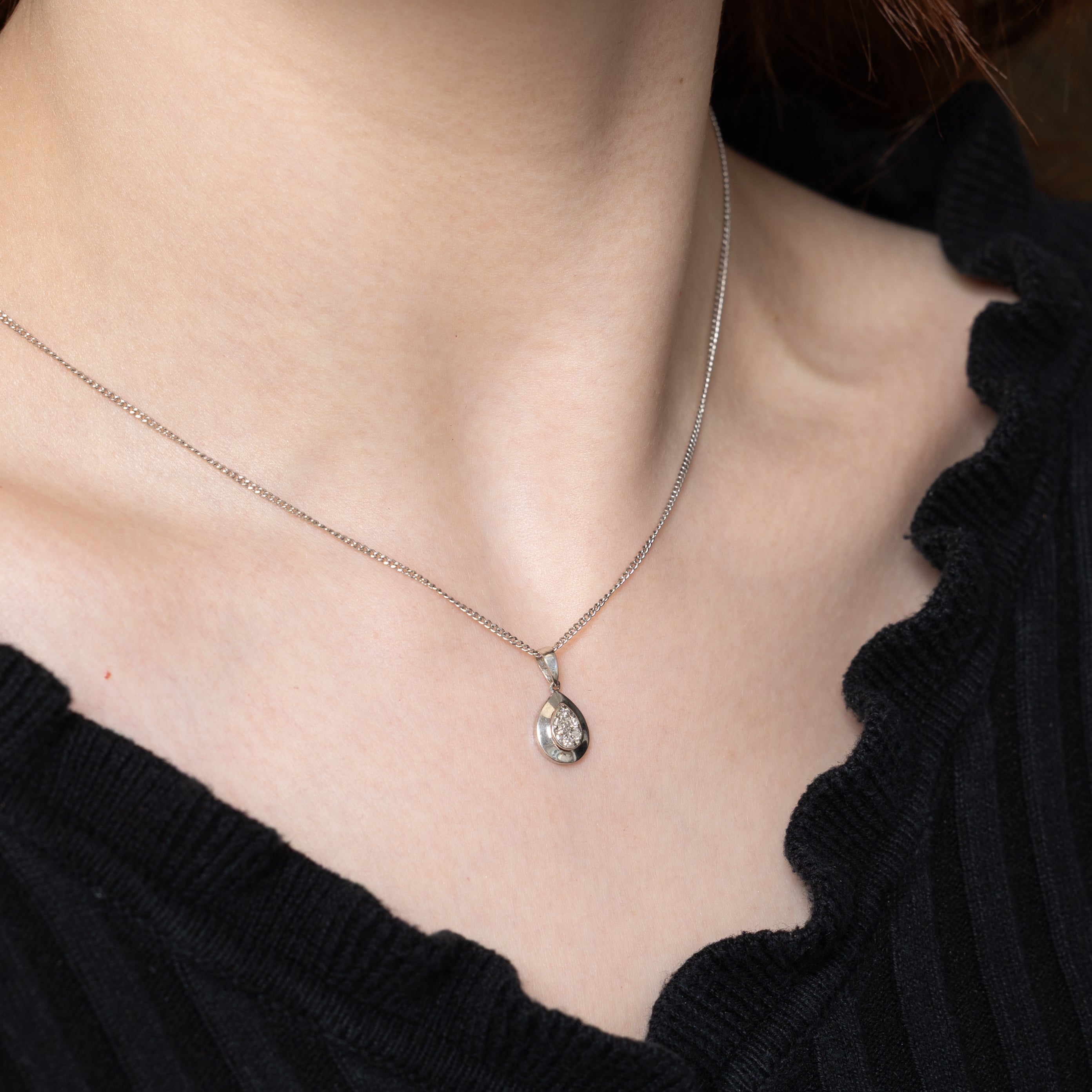 Diamond Cluster Pear Shaped Pendant | 0.10ctw