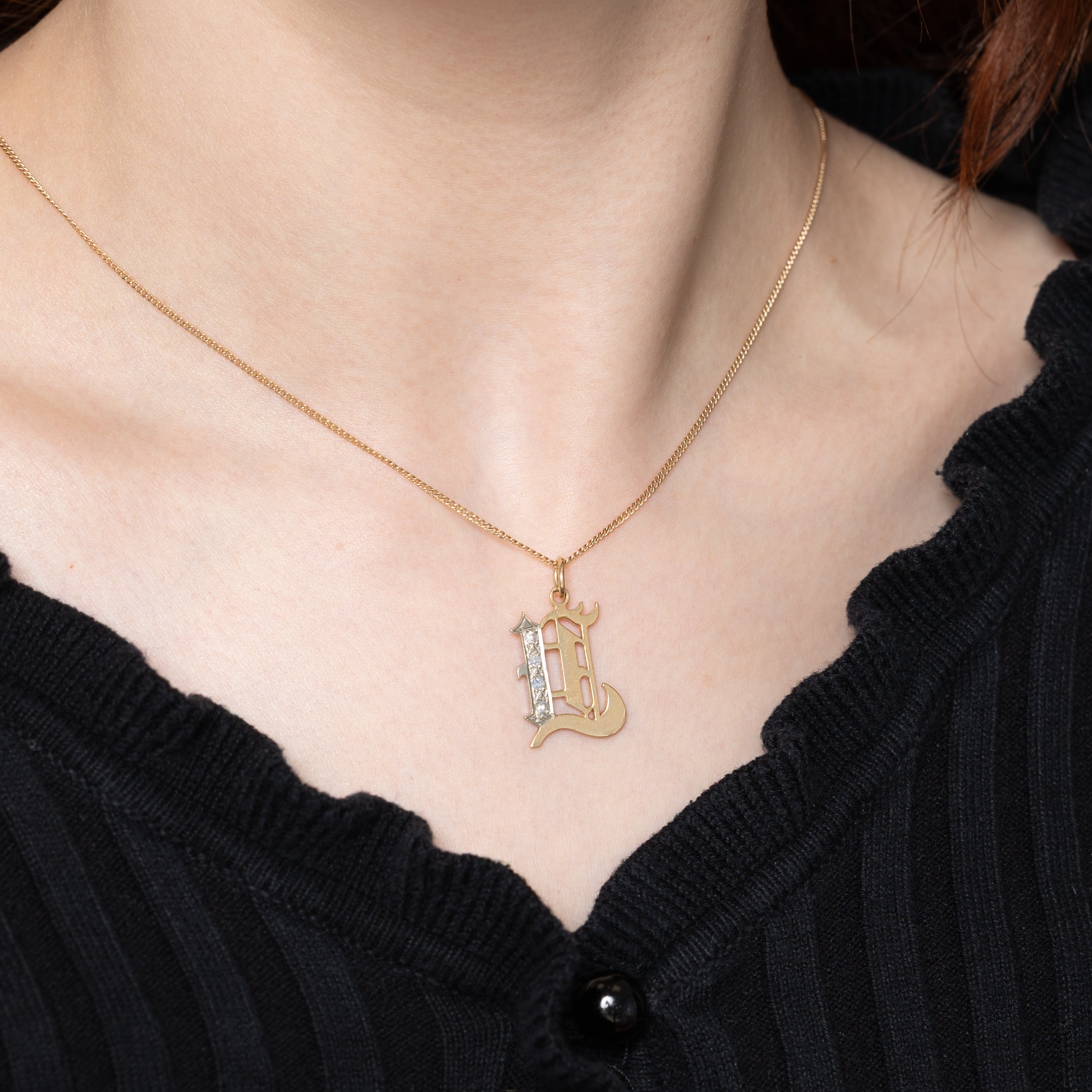 Two-Tone Diamond Column Initial Charm | 0.14ctw