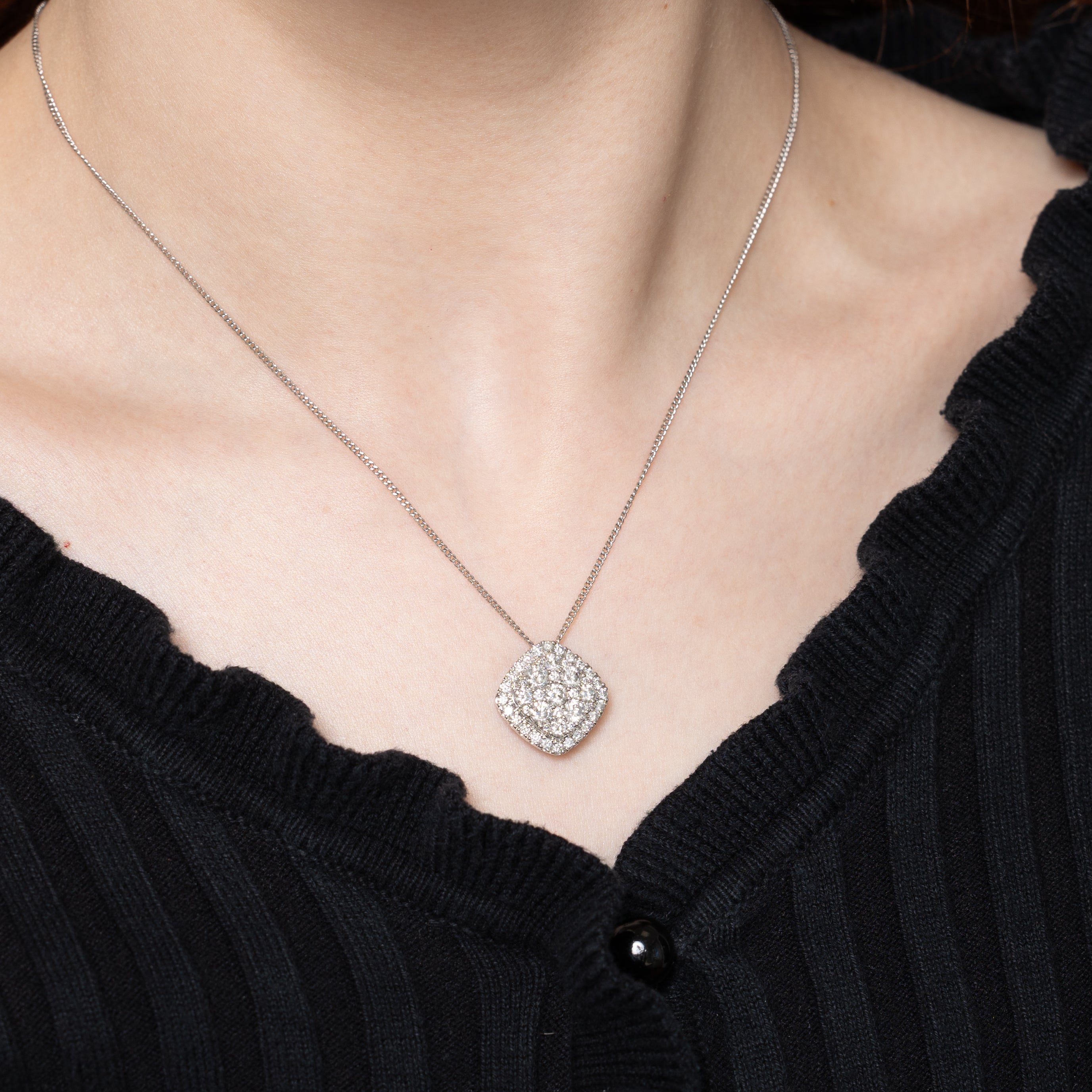 Diamond Soft-Square Cluster Pendant | 2.00ctw