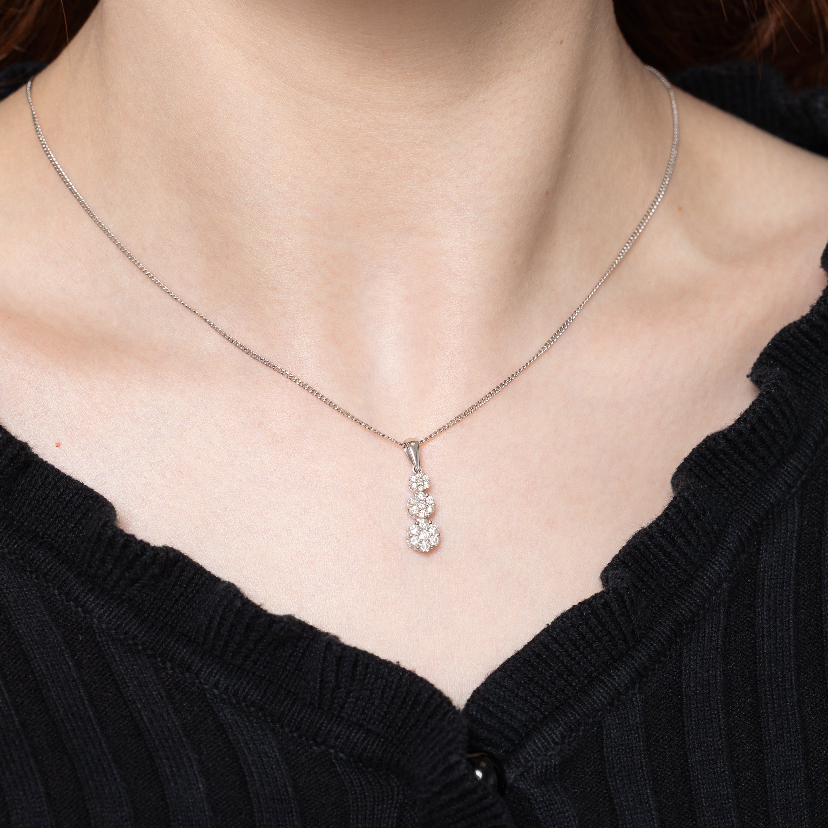 Diamond Multi Cluster Drop Pendant | 0.49ctw