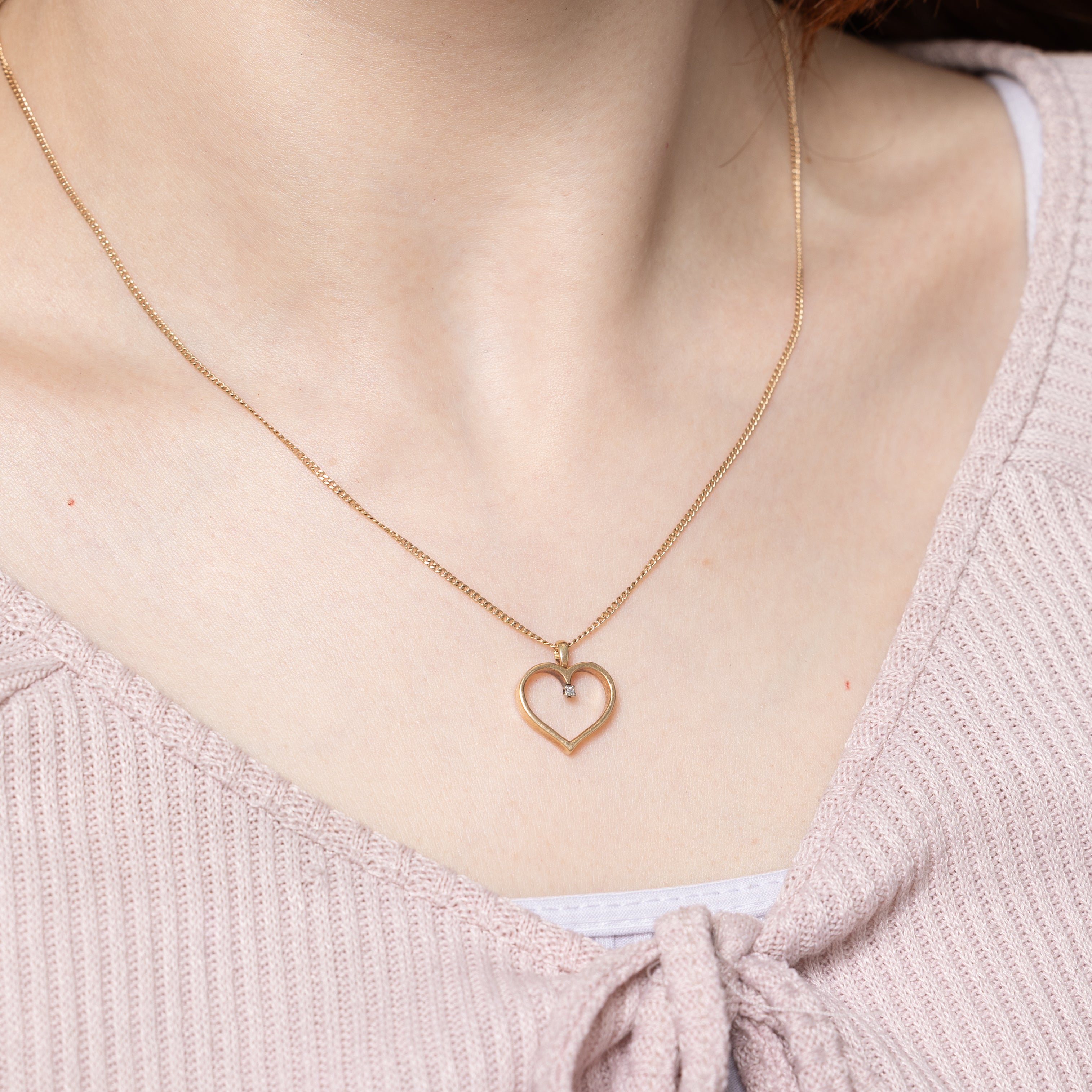 Diamond Plain Open Heart Pendant | 0.02ct