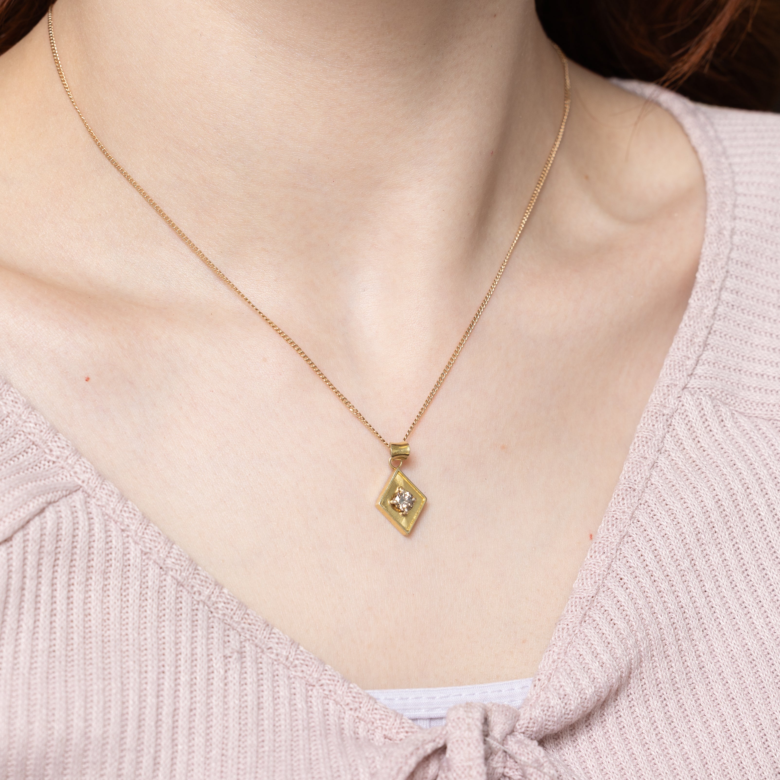 Solitaire Diamond Rhombus Pendant | 0.37ct