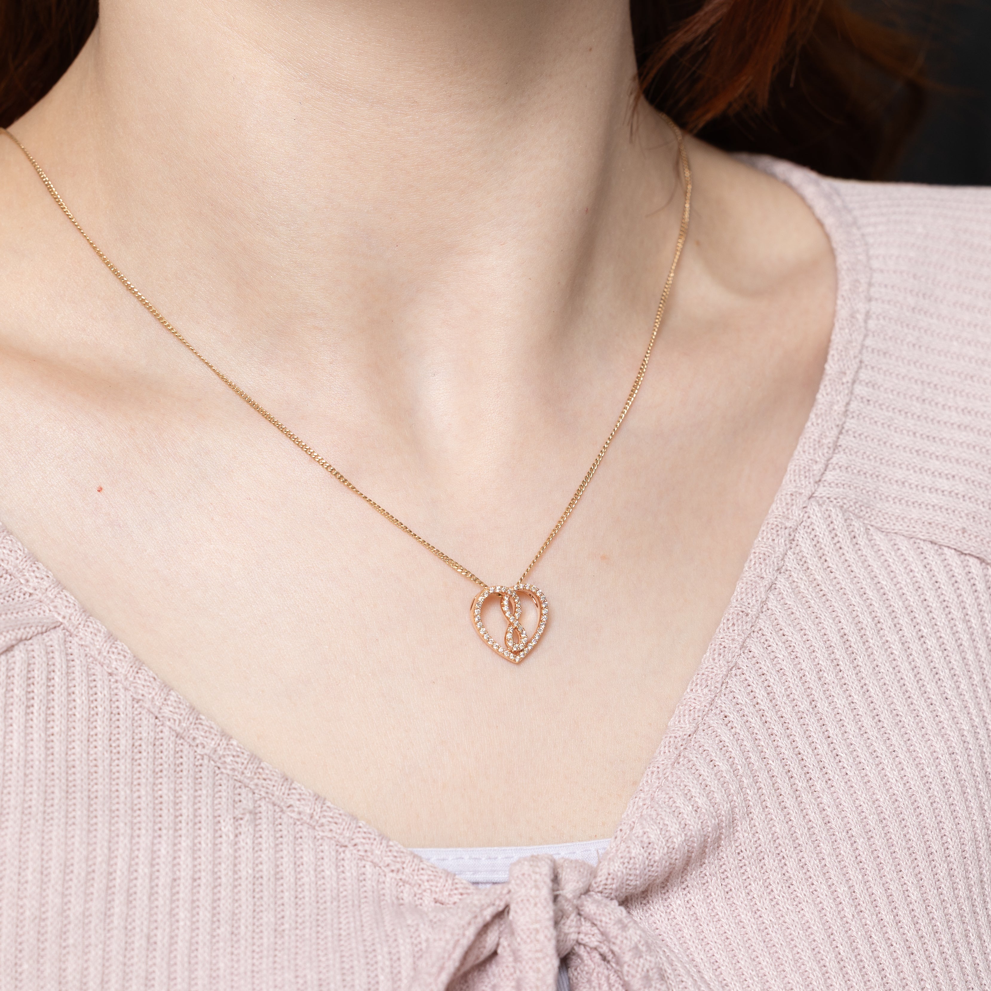 Rose Gold Diamond Infinity Heart Pendant | 0.25ctw