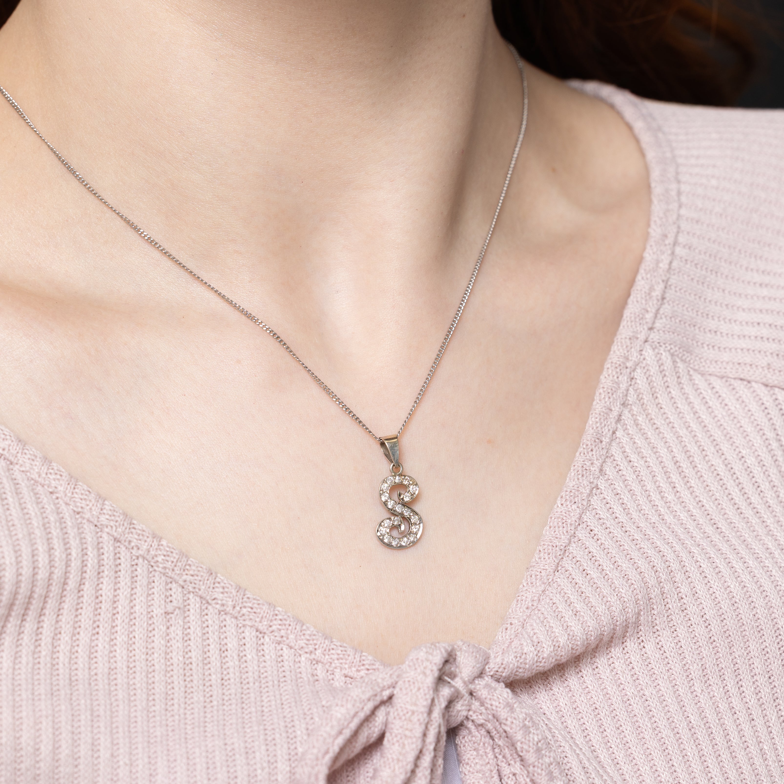 Diamond "S" Initial Pendant | 0.36ctw
