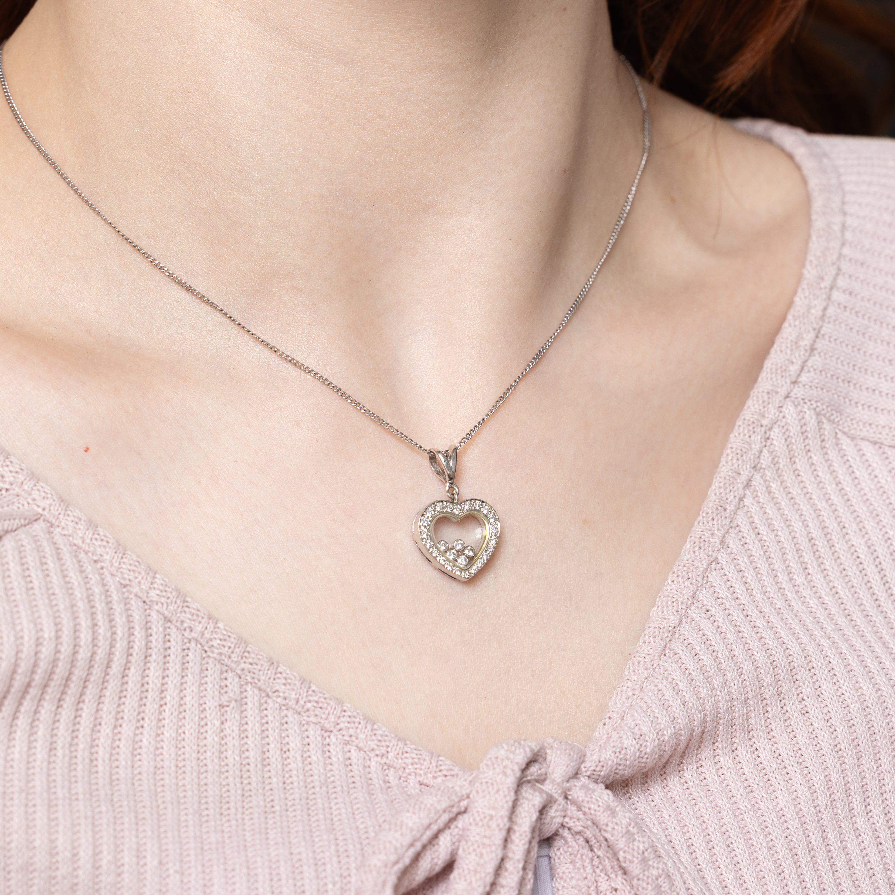 18k Eternity Diamond Heart Window Pendant | 0.32ctw