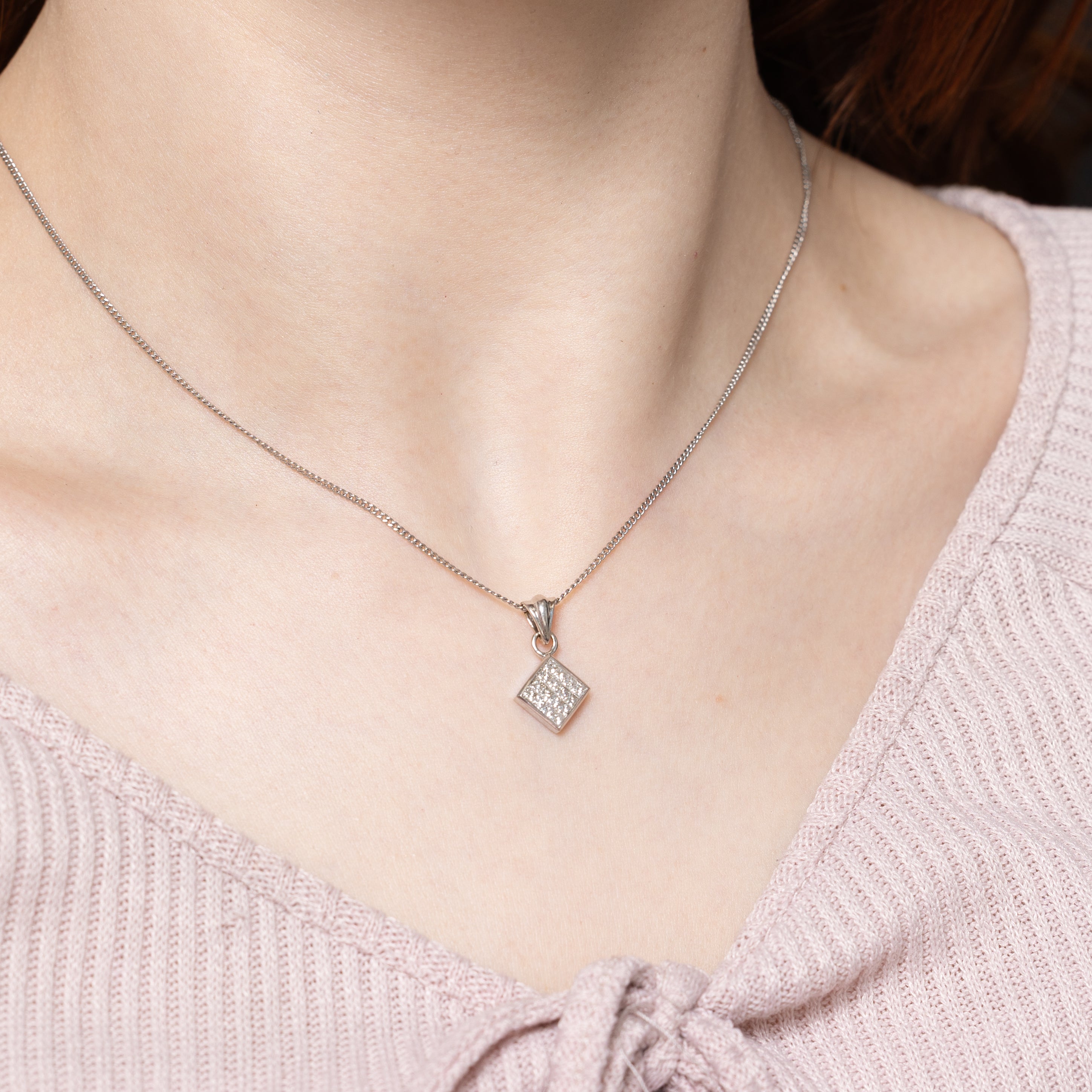 Diamond Grid Square Pendant | 0.48ctw