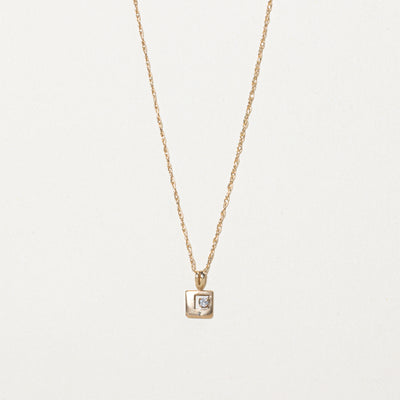 Rose Gold Diamond Square Pendant Necklace | 0.02ct | 8