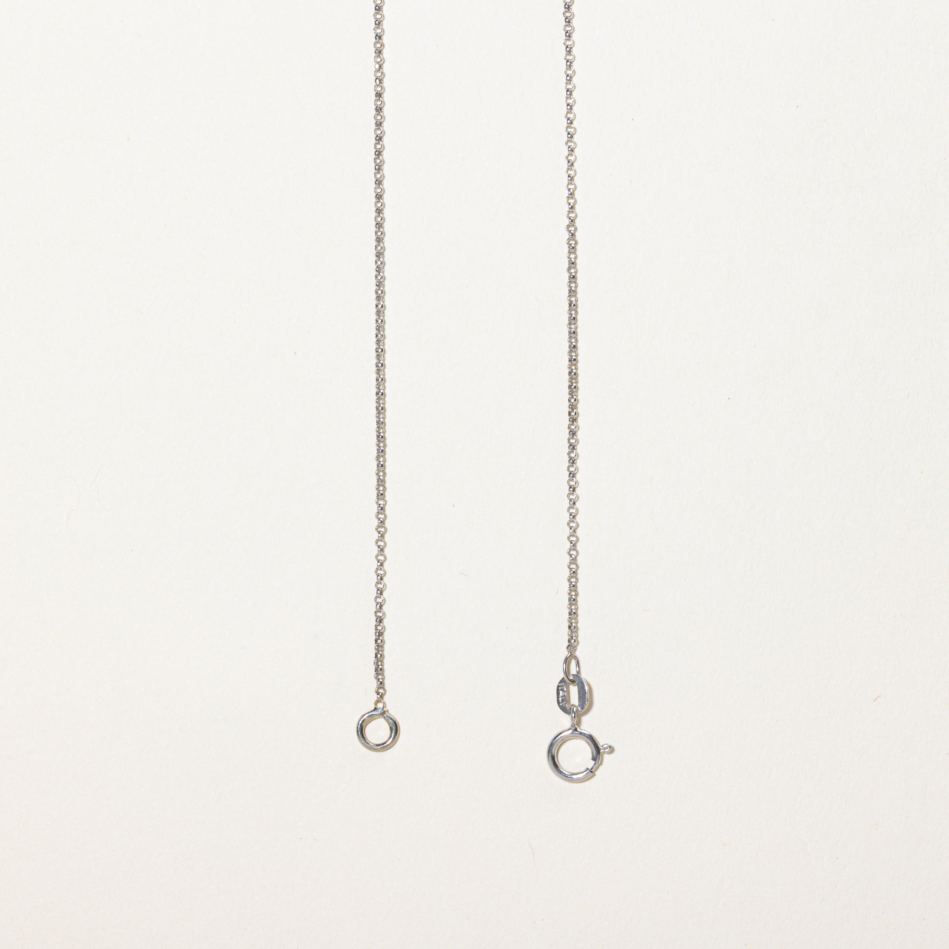 Collier en or blanc serti clos de diamants et chaîne satellite | 0,05 ct au total | 40,6 cm