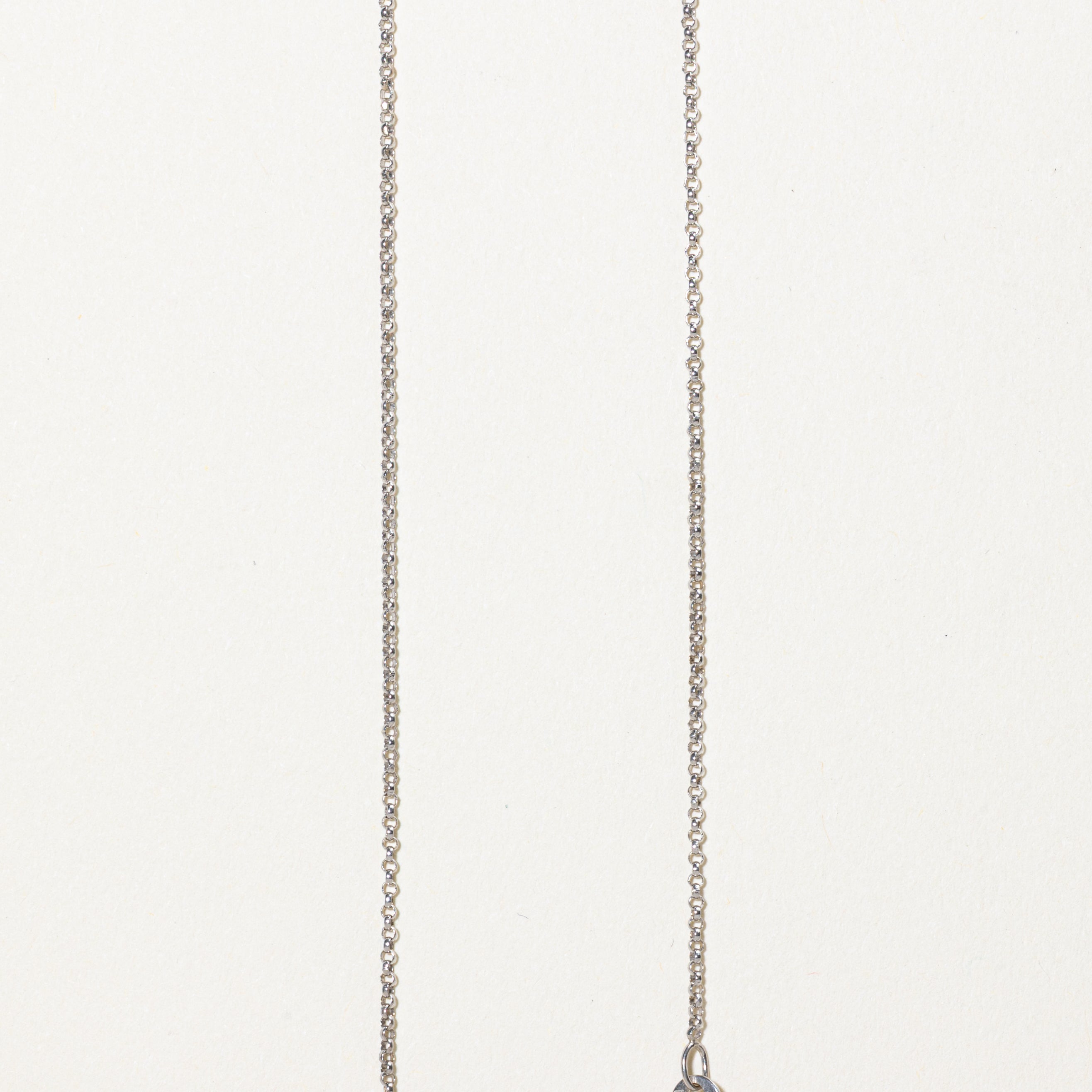 Collier en or blanc serti clos de diamants et chaîne satellite | 0,05 ct au total | 40,6 cm