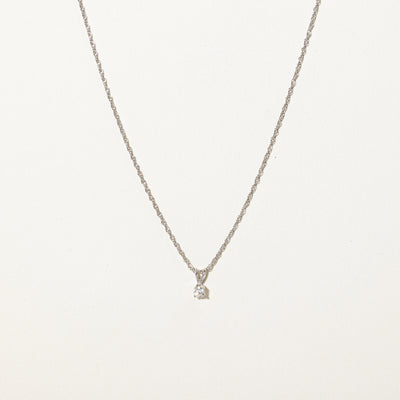 White Gold Solitaire Diamond Pendant Necklace | 0.08ct | 18