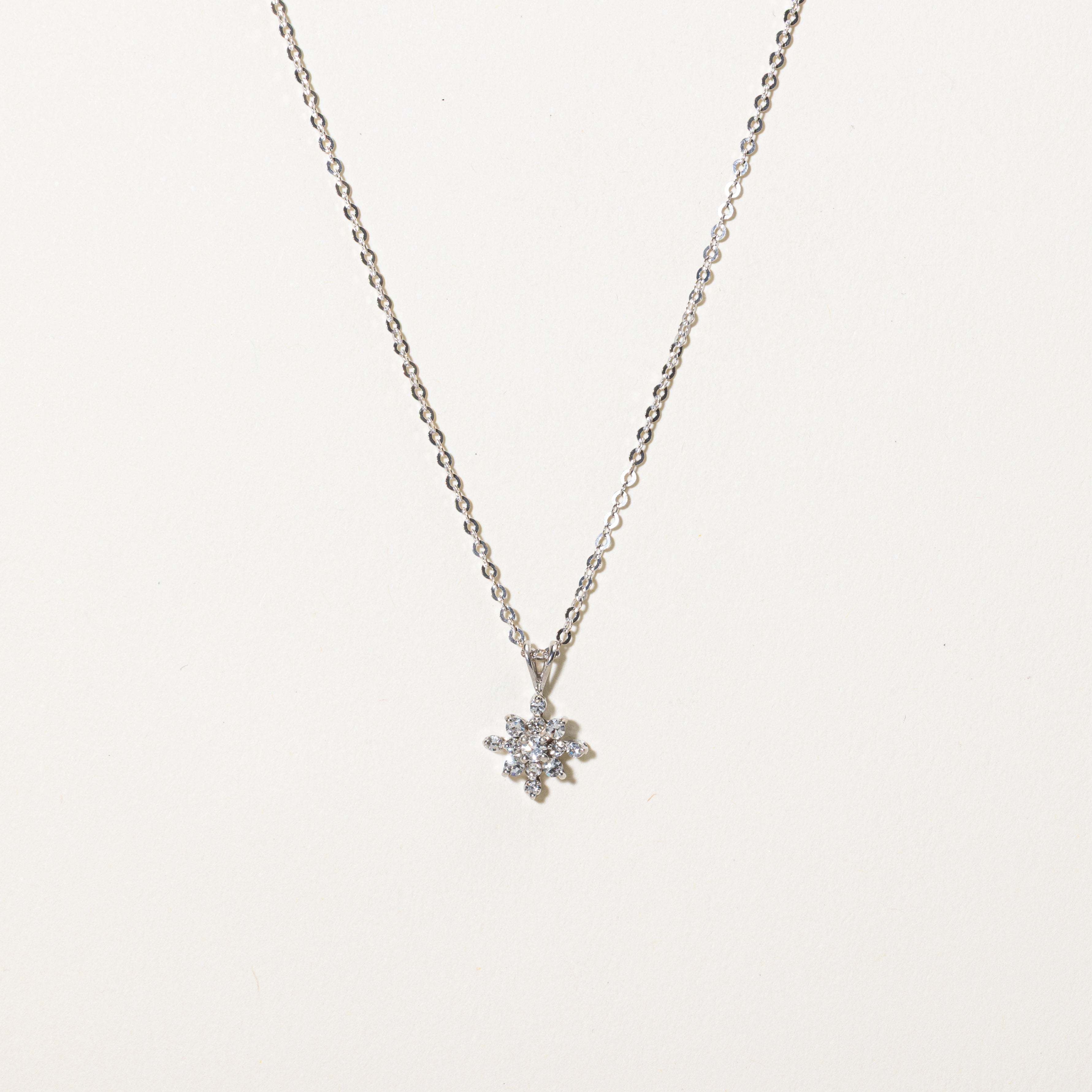 Diamond Snowflake Cluster Pendant Necklace | 0.25ctw