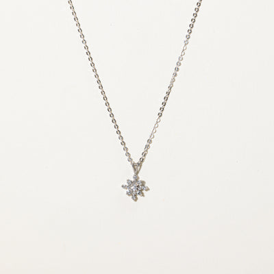 Diamond Snowflake Cluster Pendant Necklace | 0.25ctw