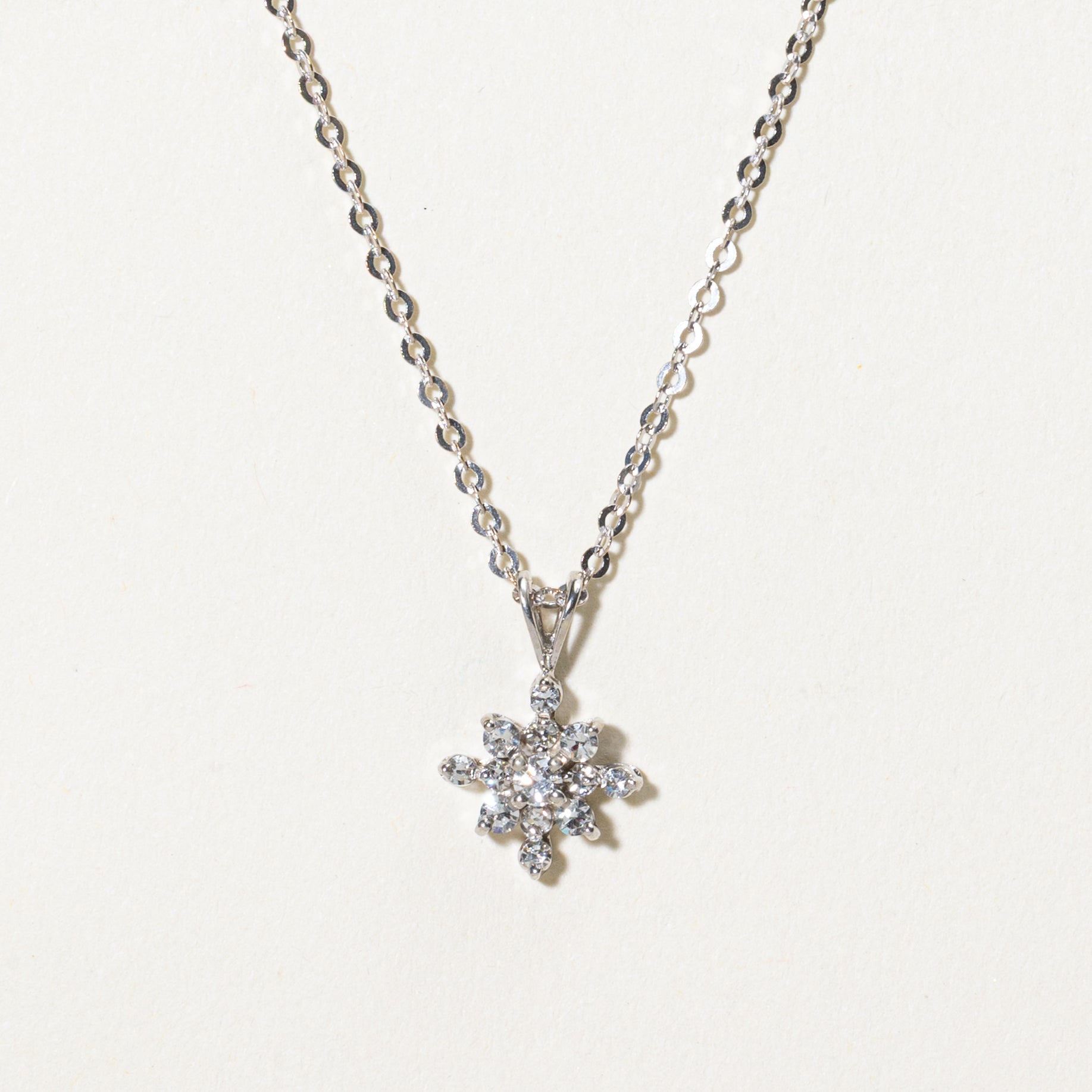 Diamond Snowflake Cluster Pendant Necklace | 0.25ctw