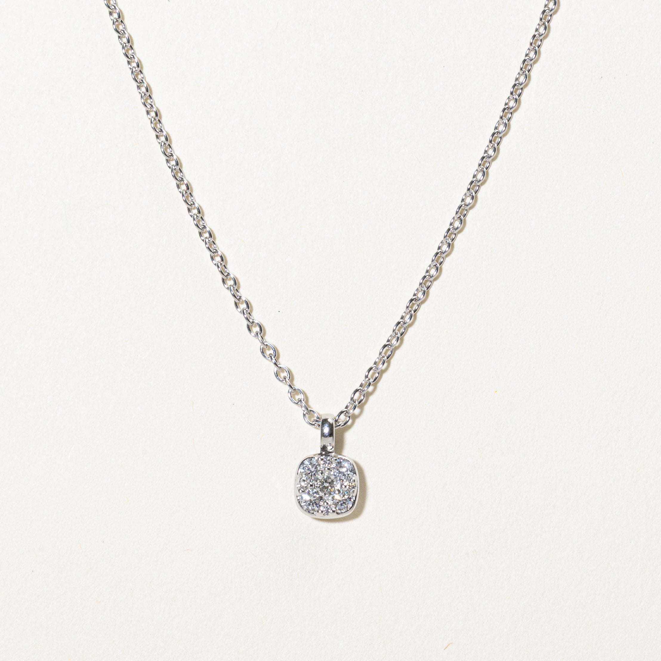 White Gold Illusion Set Diamond Pendant Necklace | 0.25ctw | 17"