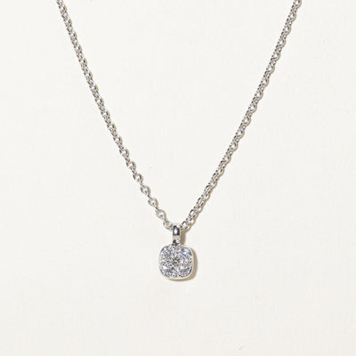 White Gold Illusion Set Diamond Pendant Necklace | 0.25ctw | 17
