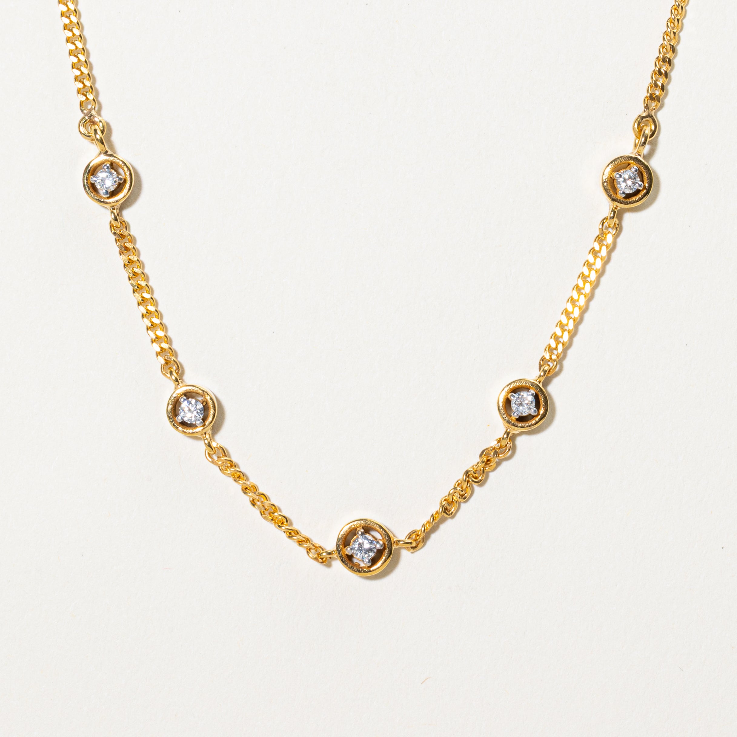 22k Diamond Satellite Chain Necklace | 0.21ctw | 17"